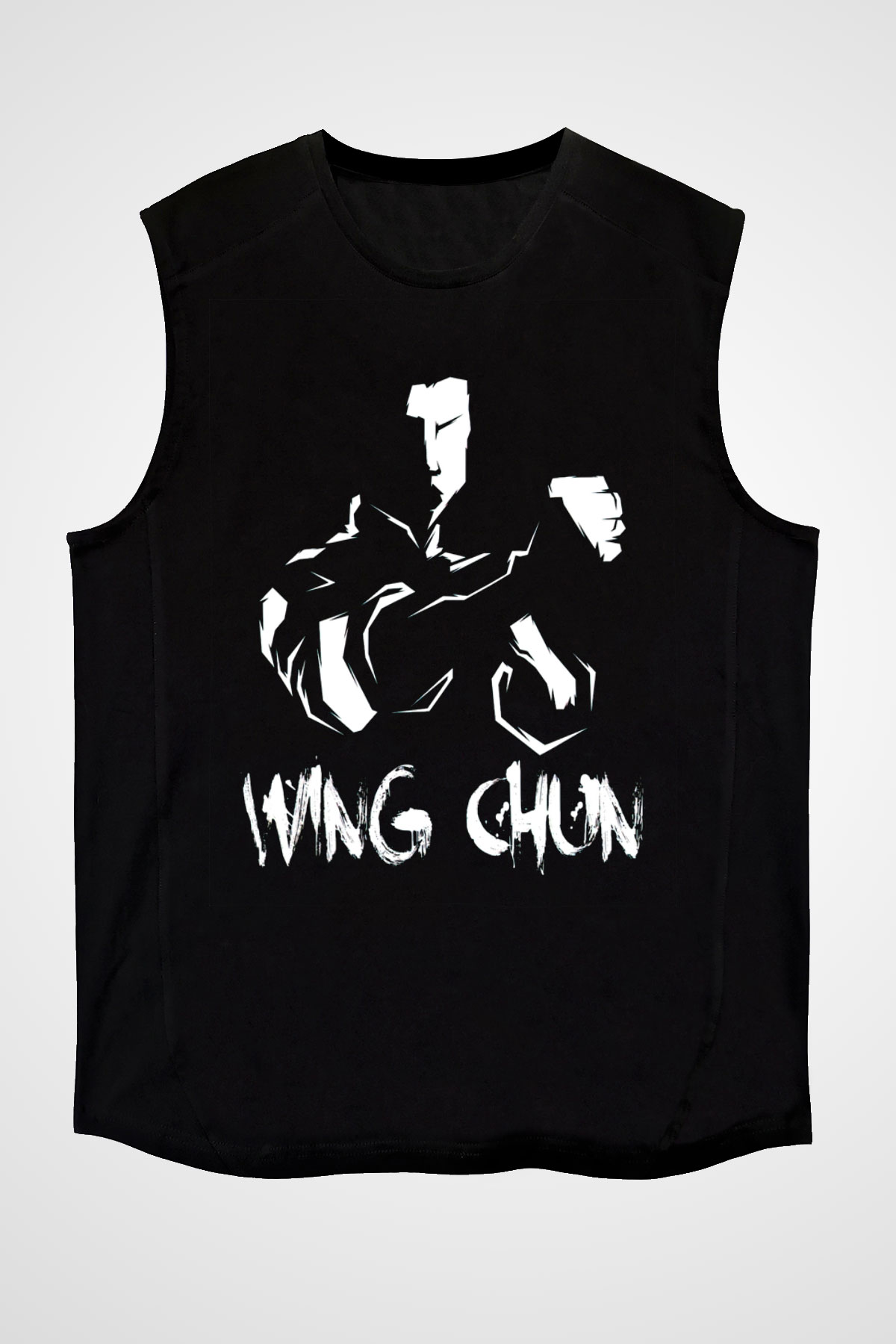 Wing Chun Baskılı Unisex Siyah  Kolsuz Tişört