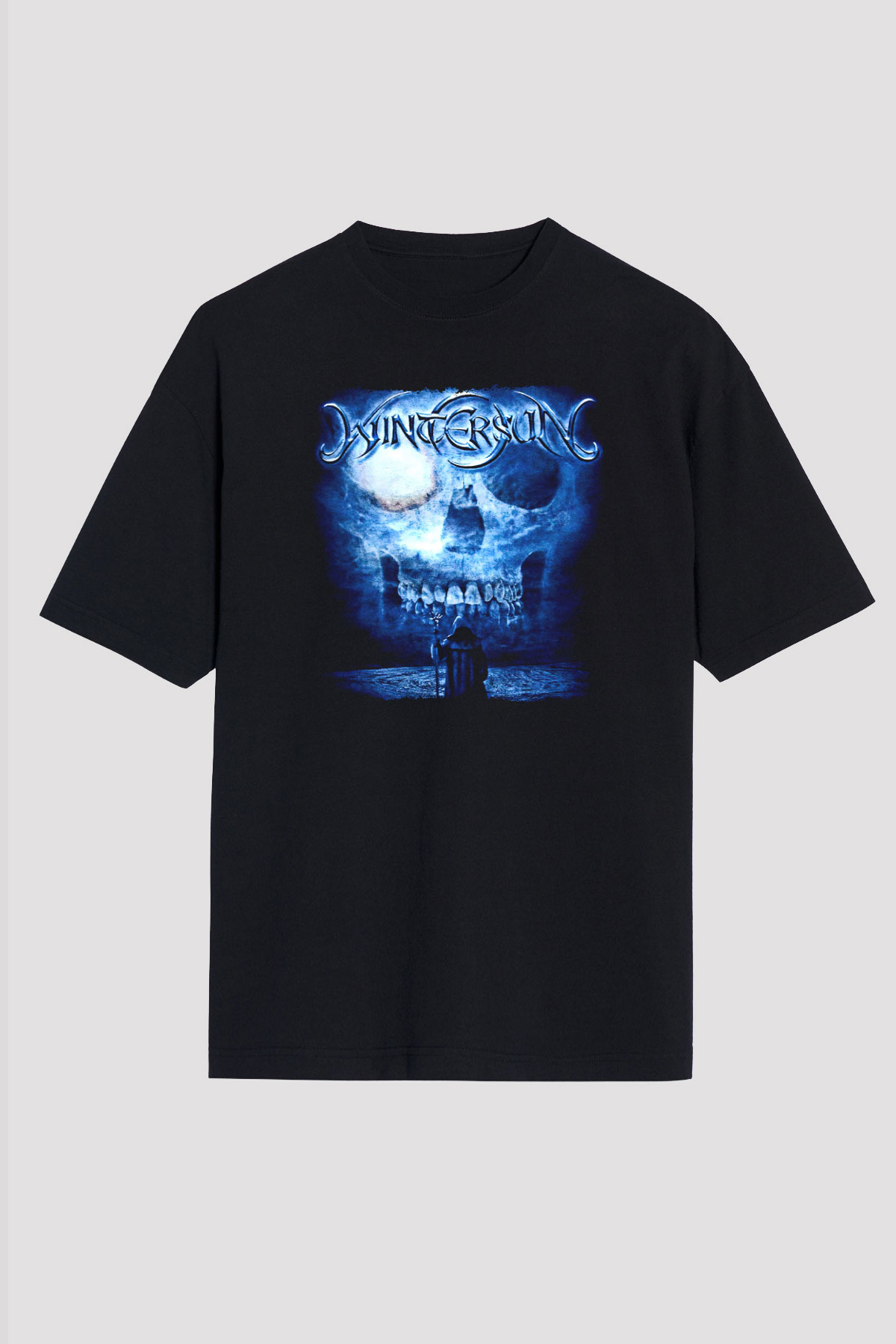 Wintersun Baskılı Unisex Siyah Oversize Tişört - Tshirt