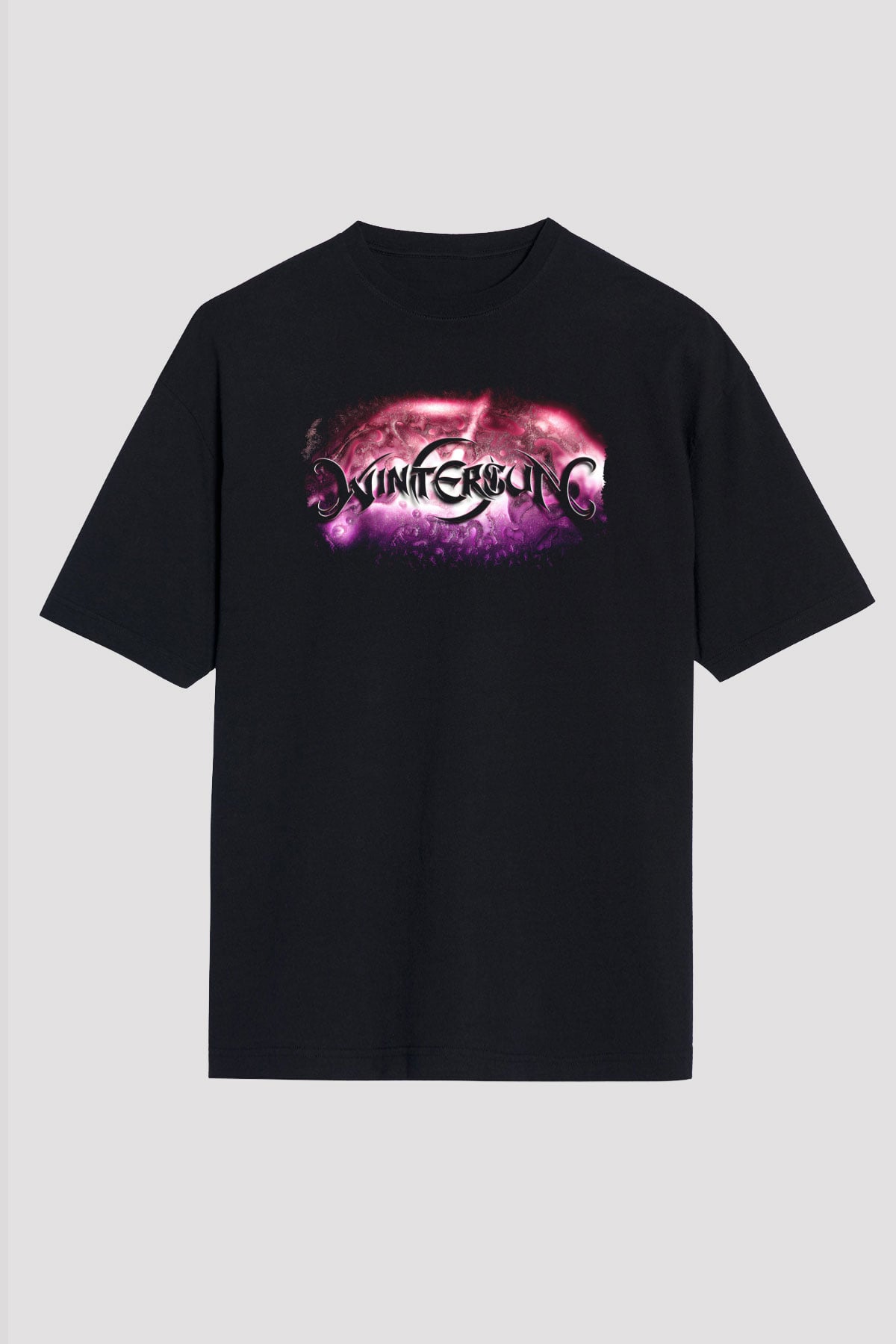 Wintersun Baskılı Unisex Siyah Oversize Tişört - Tshirt