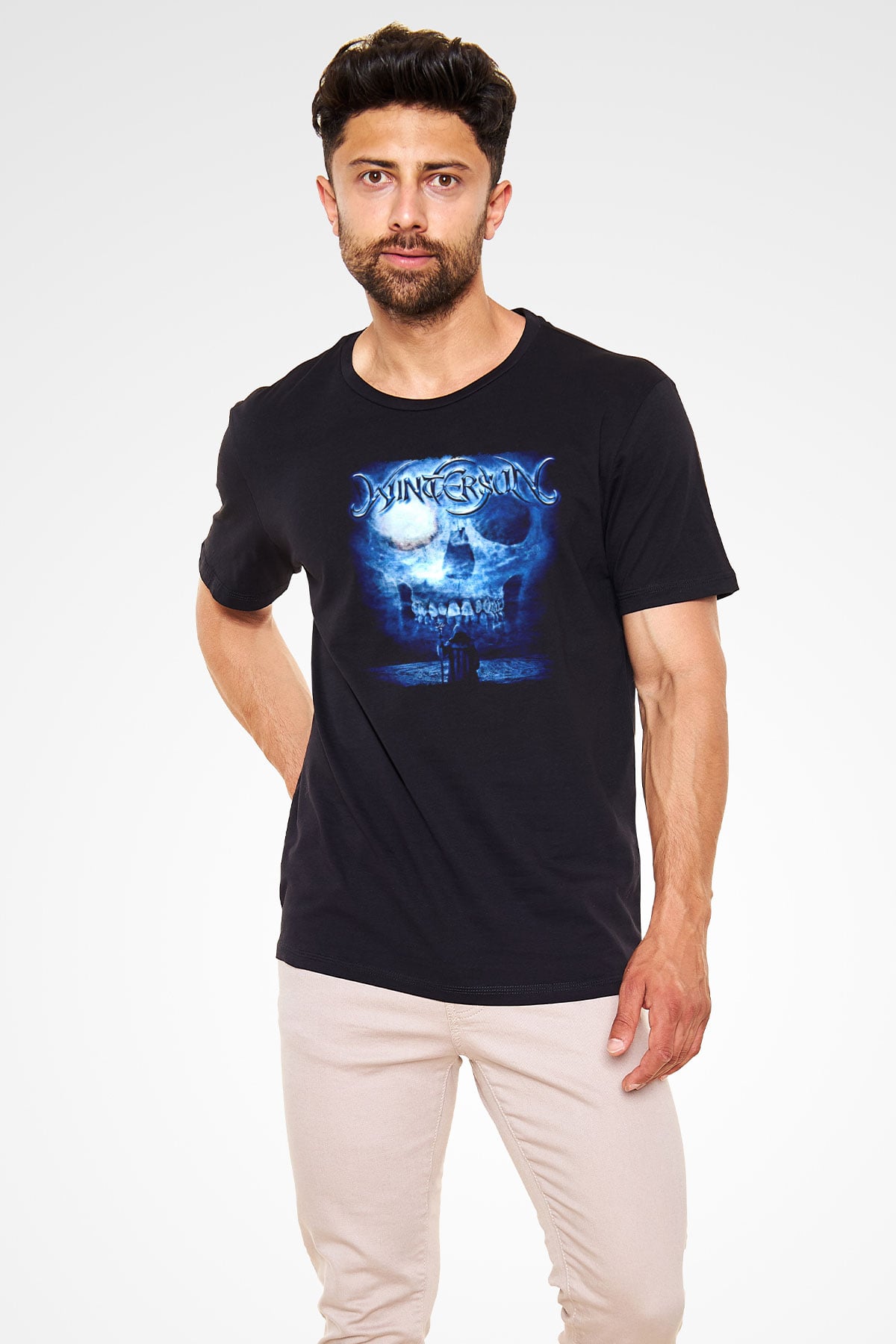 Wintersun Baskılı Unisex Siyah Tişört - Tshirt
