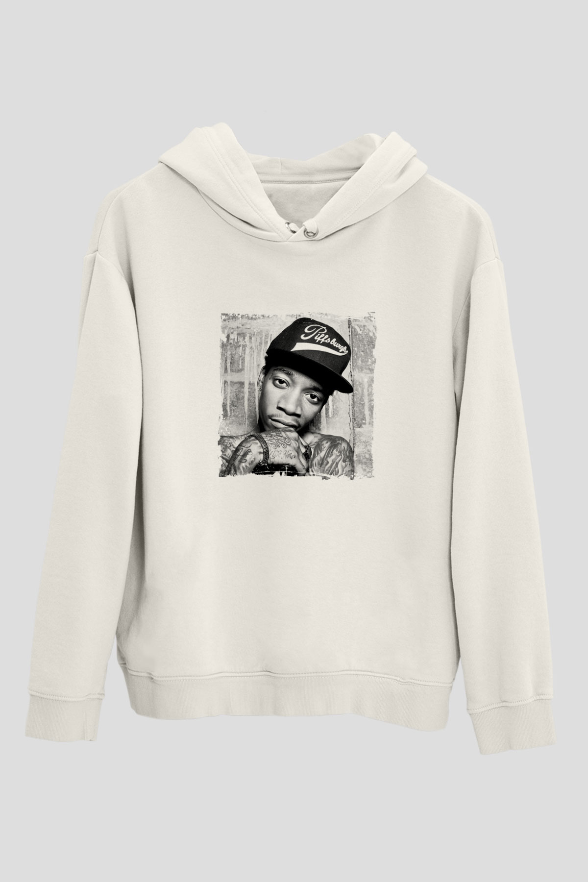 Wiz Khalifa Baskılı Unisex Beyaz Kapüşonlu Sweatshirt