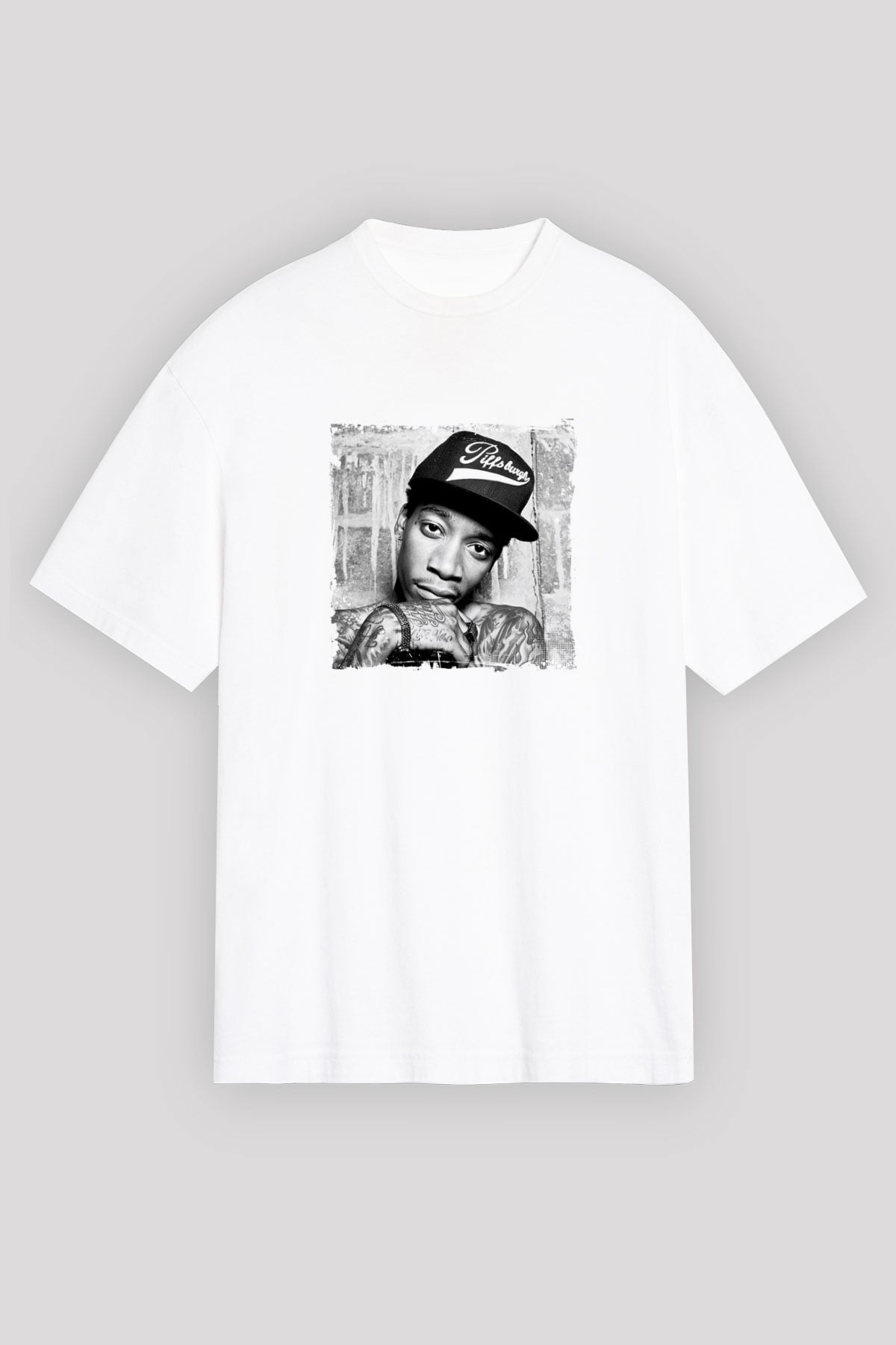 Wiz Khalifa Baskılı Oversize Beyaz Tişört