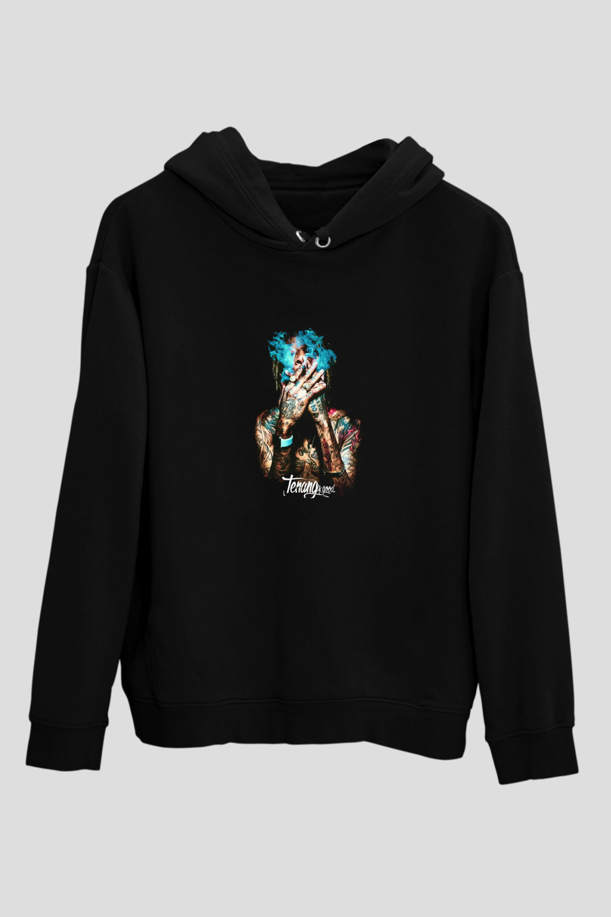 Wiz Khalifa Baskılı Unisex Siyah Hoodie