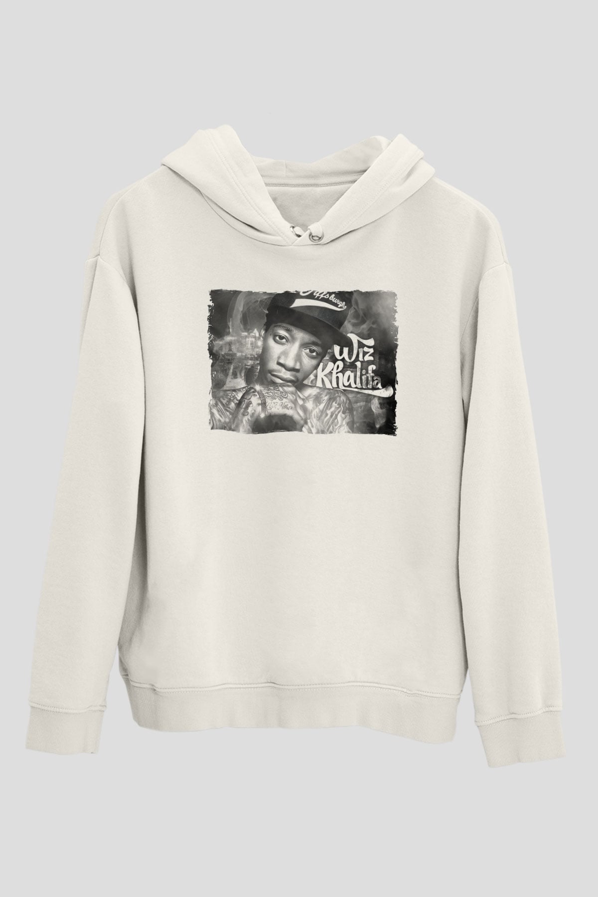 Wiz Khalifa Beyaz Unisex Kapüşonlu Sweatshirt