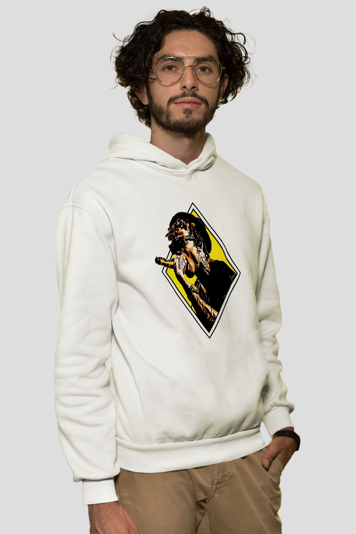 Wiz Khalifa Beyaz Unisex Kapüşonlu Sweatshirt