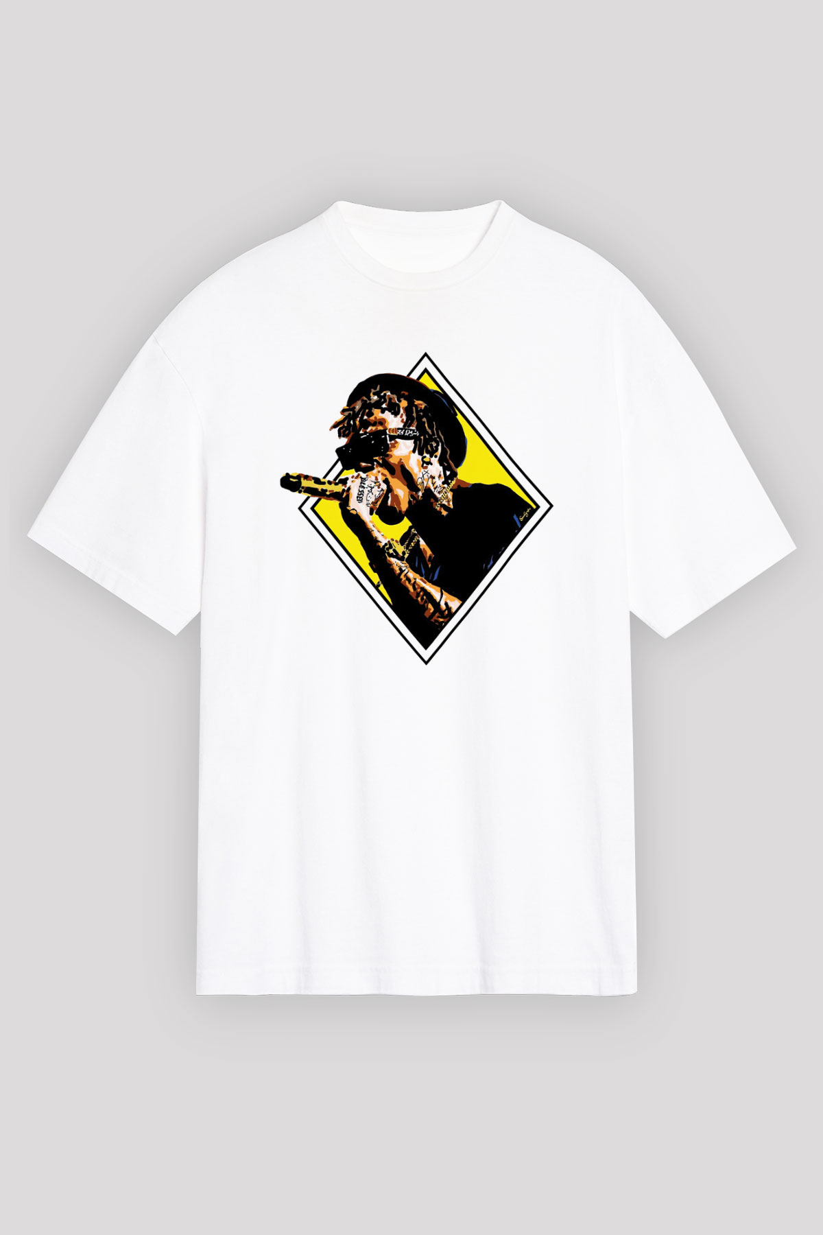 Wiz Khalifa Beyaz Oversize Tişört Oversize T-shirt - TişörtFabrikası