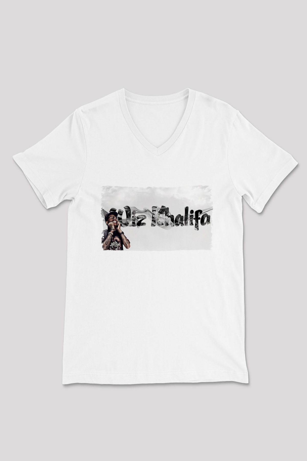 Wiz Khalifa Beyaz Unisex V Yaka Tişört
