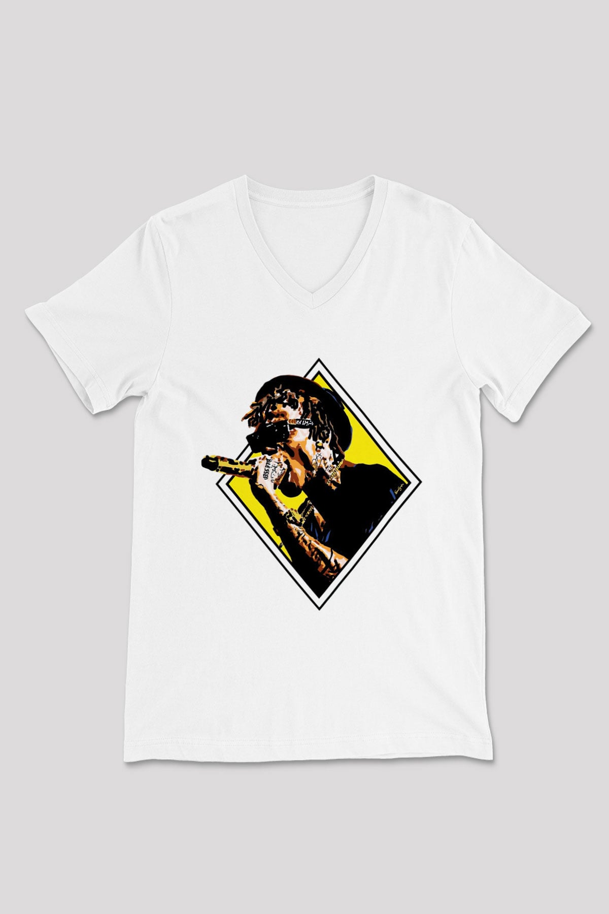Wiz Khalifa Beyaz Unisex V Yaka Tişört