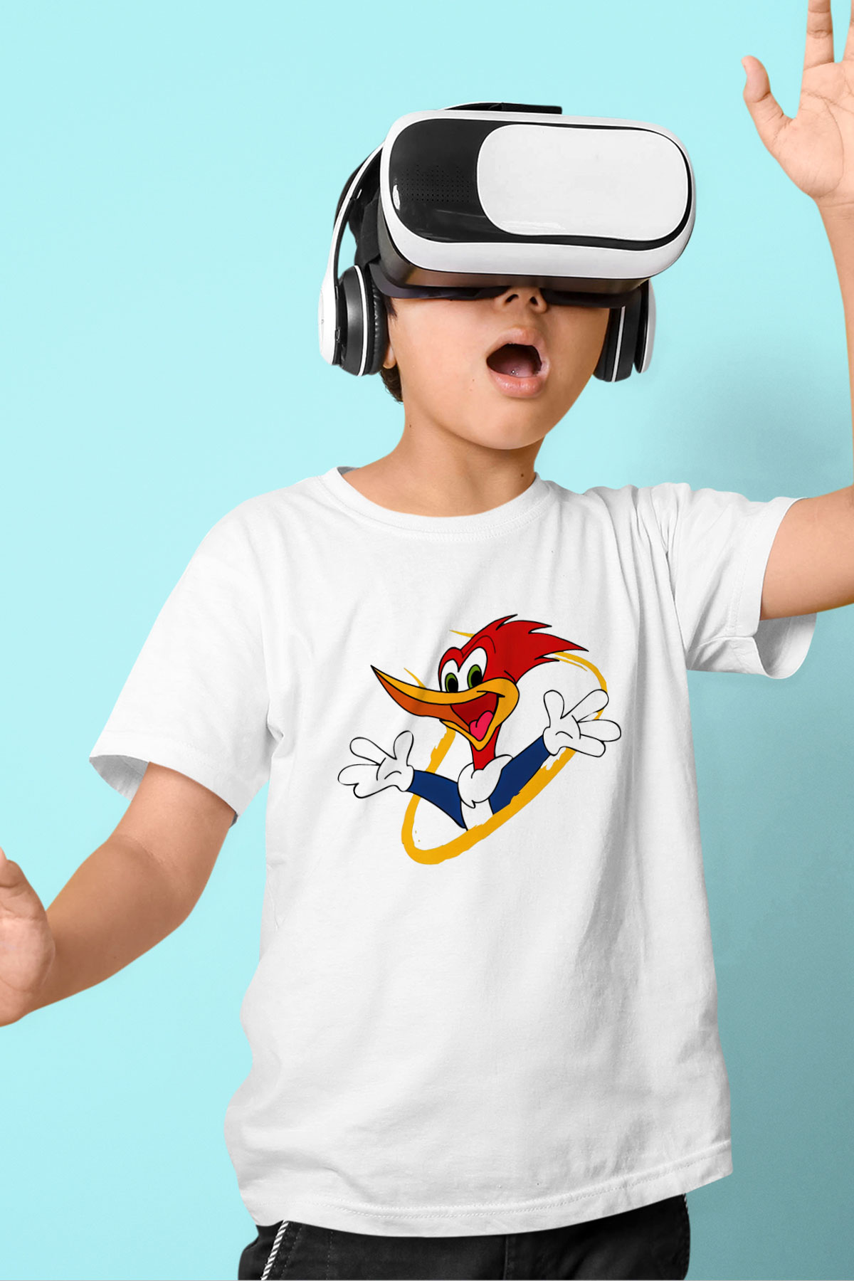 Woody Woodpecker Baskılı Beyaz Unisex Çocuk Tişört