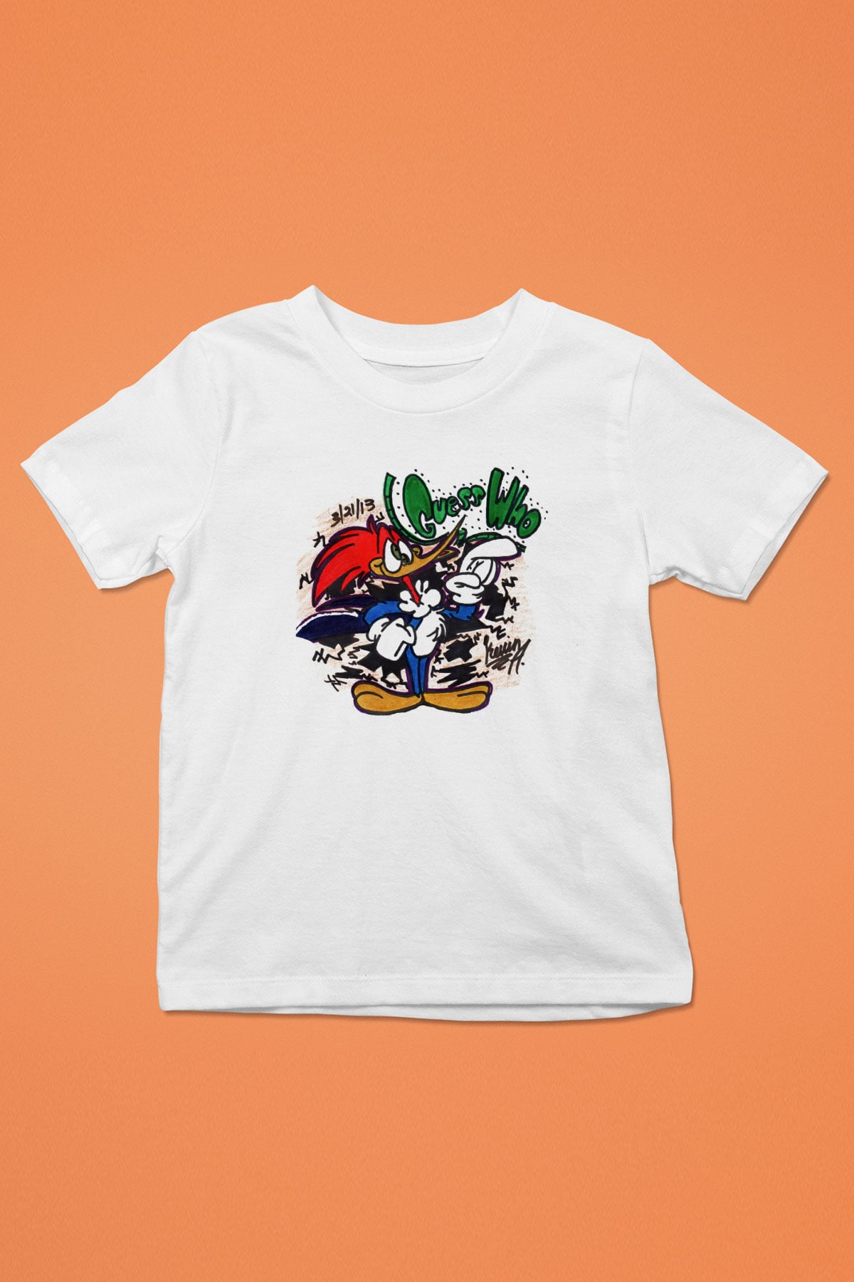 Woody Woodpecker Baskılı Beyaz Unisex Çocuk Tişört