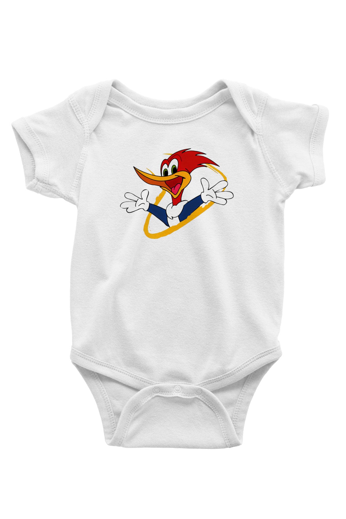 Woody Woodpecker Baskılı Beyaz Unisex Bebek Body - Zıbın