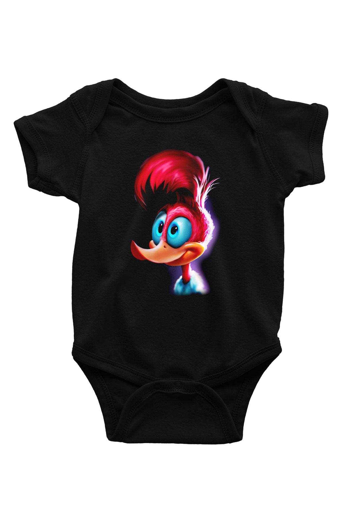 Woody Woodpecker Baskılı Siyah Bebek Body - Zıbın