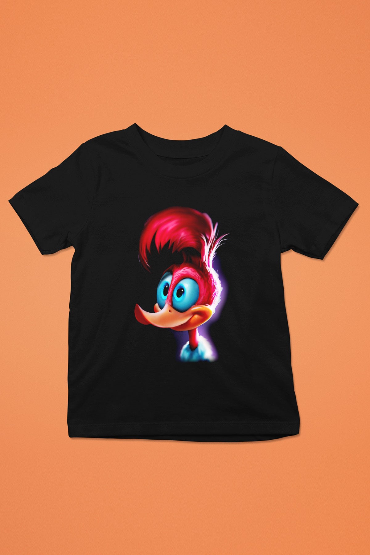 Woody Woodpecker Baskılı Siyah Unisex Çocuk Tişört