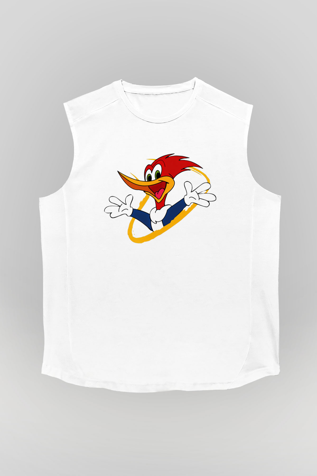 Woody Woodpecker Beyaz Unisex Kolsuz Tişört