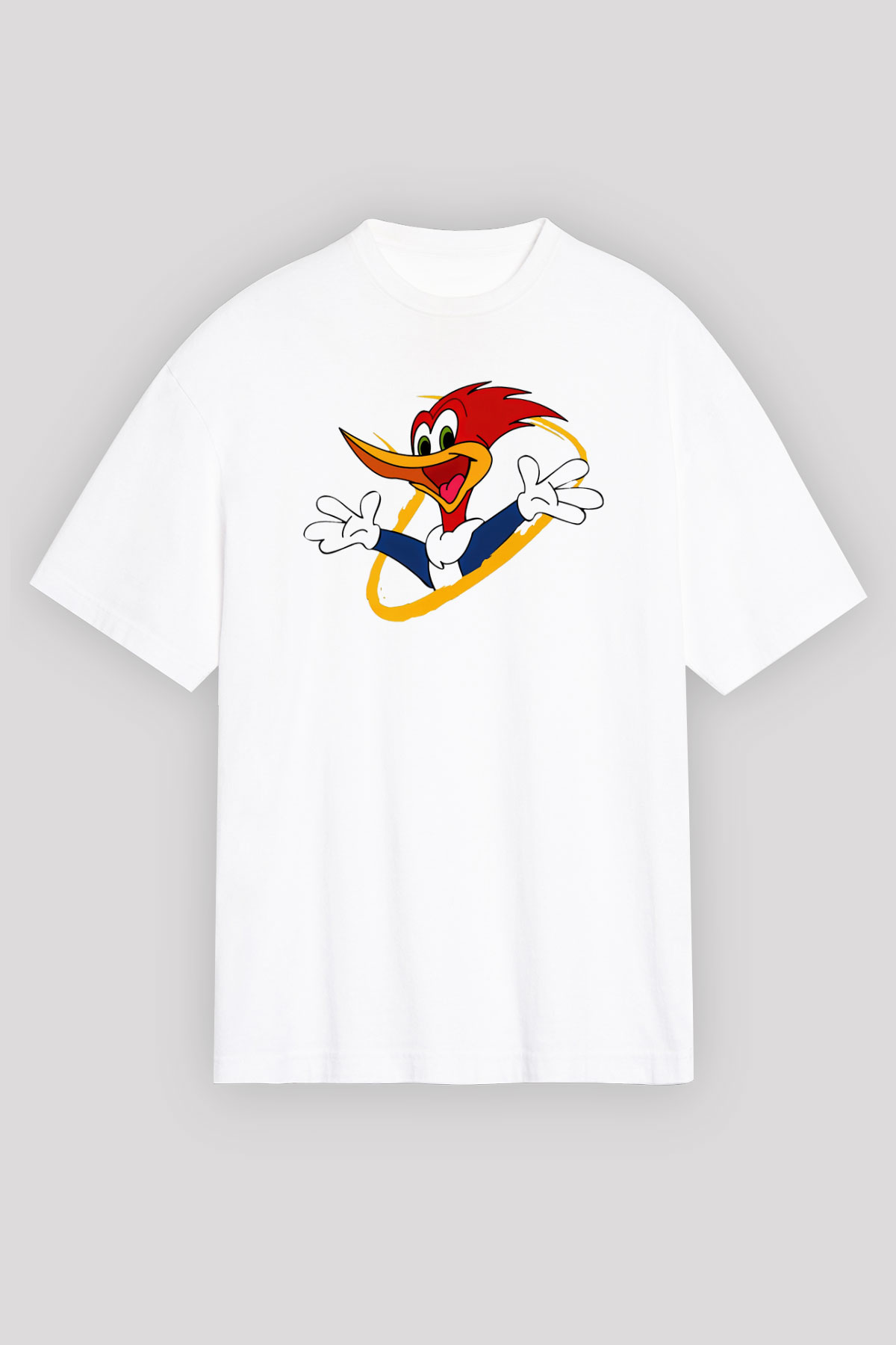 Woody Woodpecker Beyaz Unisex Oversize Tişört