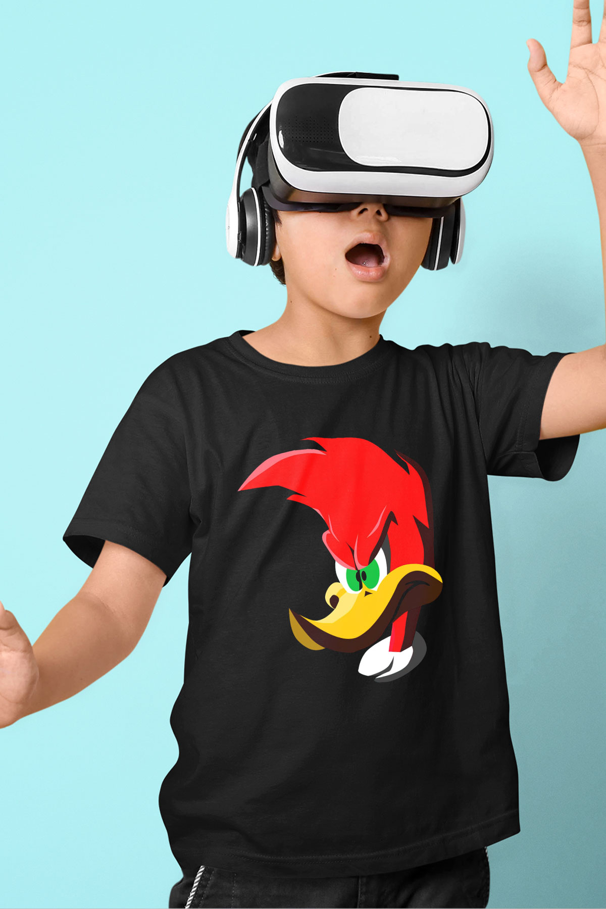 Woody Woodpecker Siyah Unisex  Çocuk Tişört