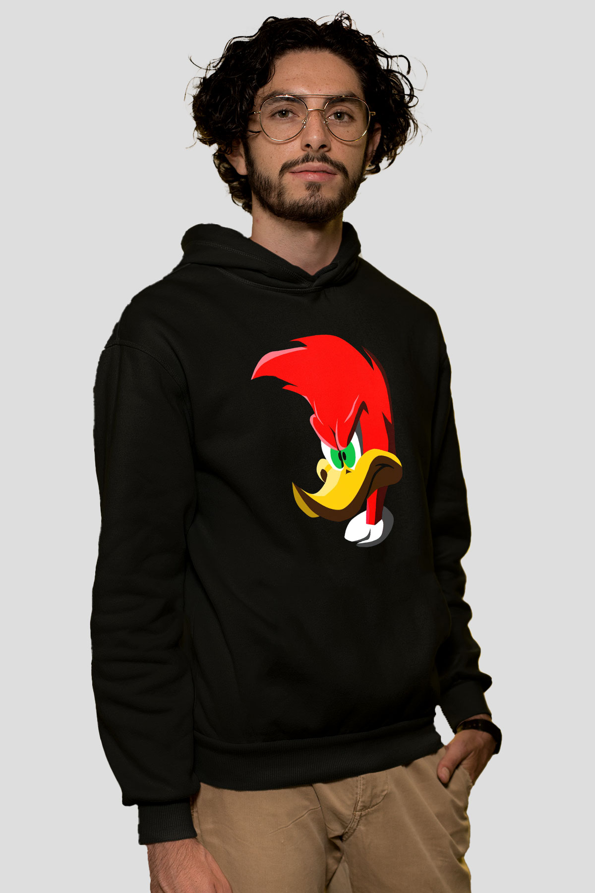 Woody Woodpecker Siyah Unisex Hoodie