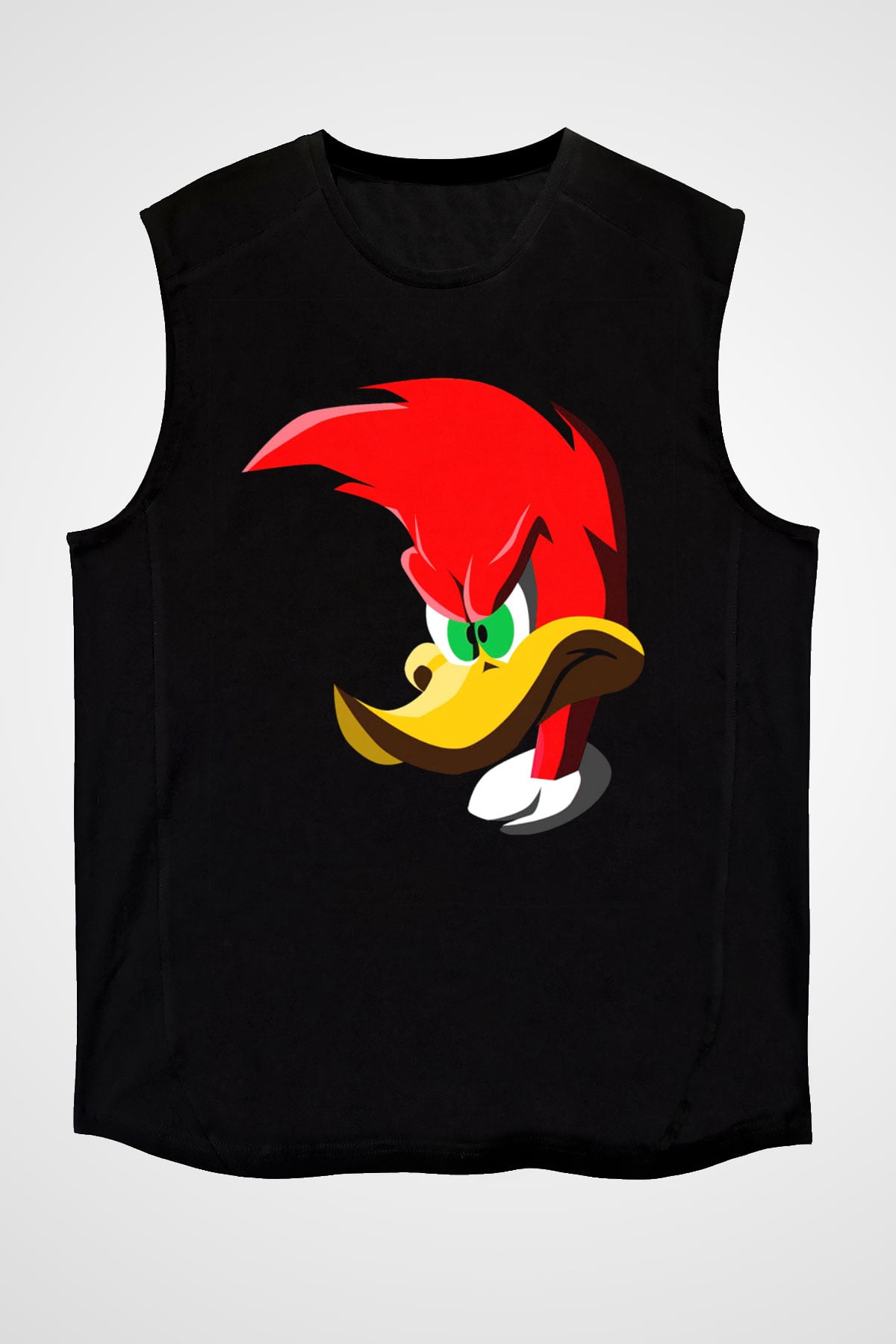 Woody Woodpecker Siyah Unisex  Kolsuz Tişört
