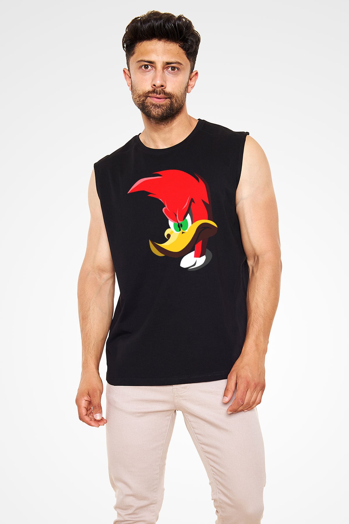 Woody Woodpecker Siyah Unisex  Kolsuz Tişört