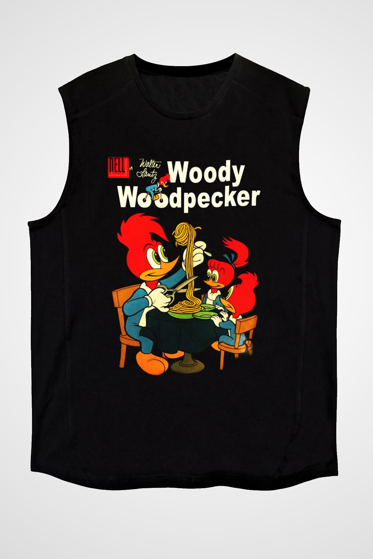 Woody Woodpecker Siyah Unisex Kolsuz Tişört