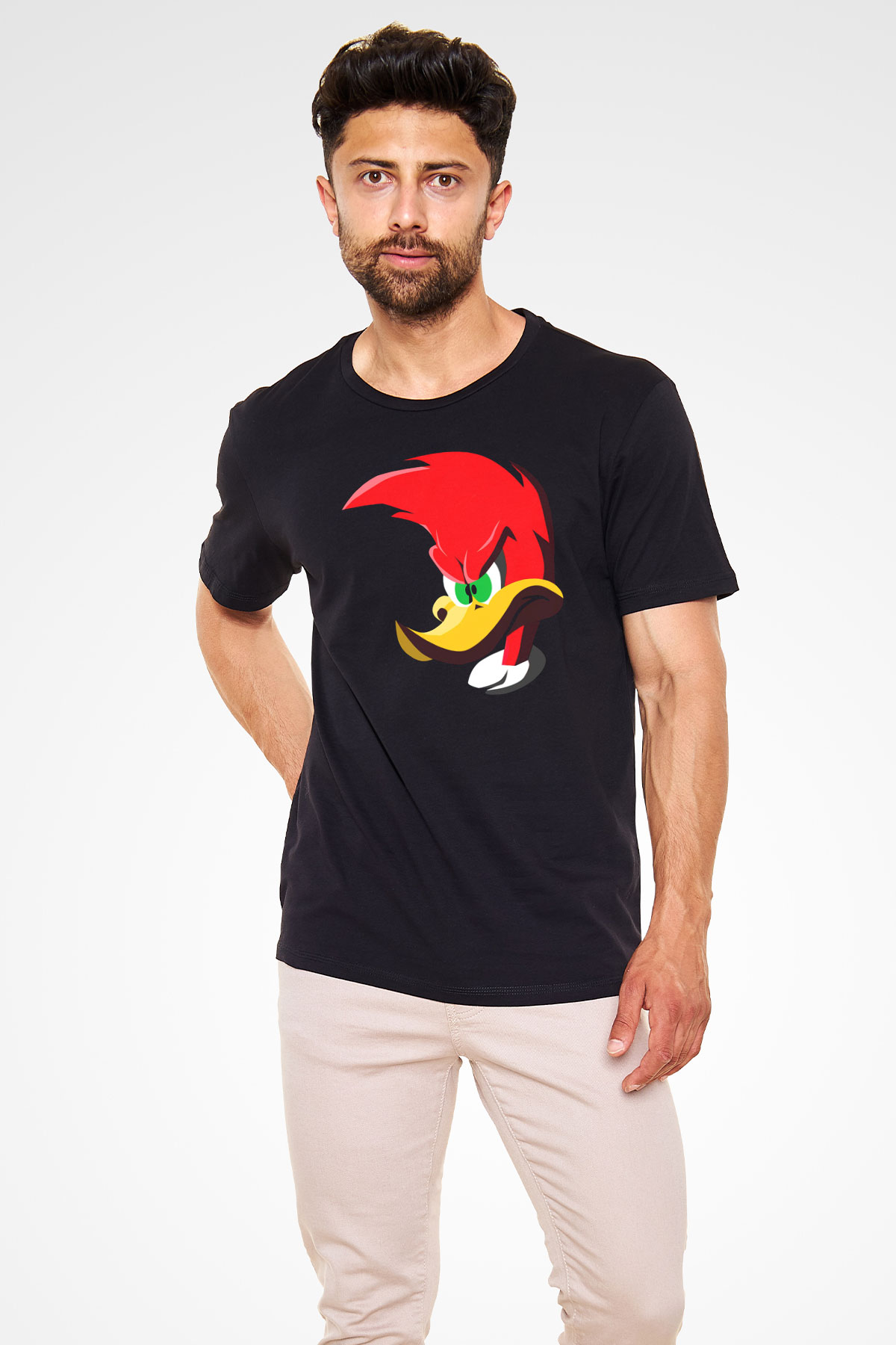 Woody Woodpecker Siyah Unisex Tişört