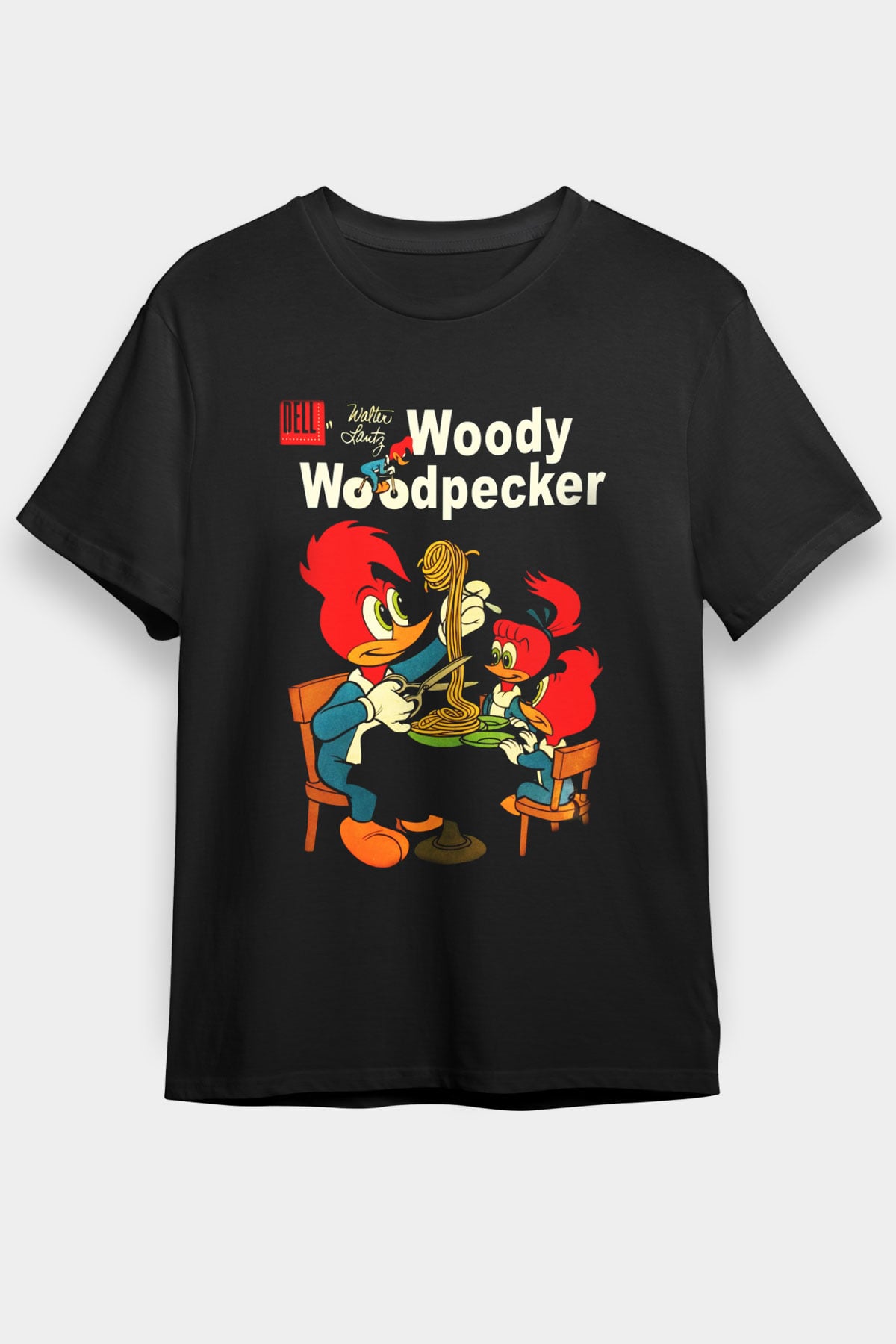 Woody Woodpecker Siyah Unisex Tişört