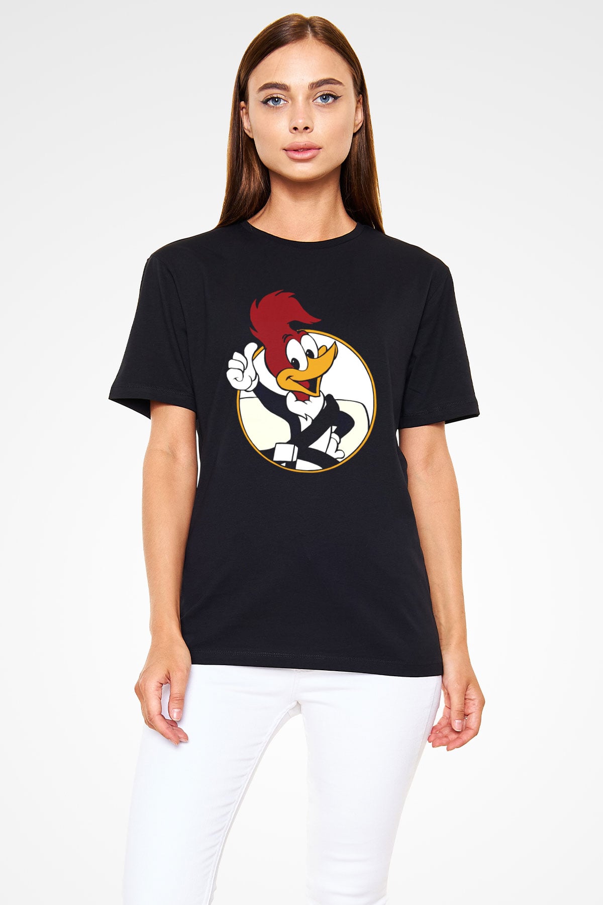 Woody Woodpecker Siyah Unisex Tişört