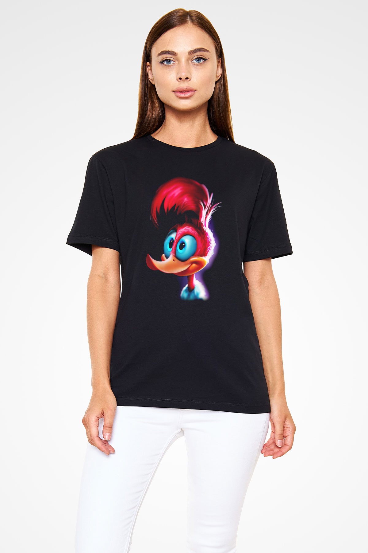 Woody Woodpecker Siyah Unisex Tişört