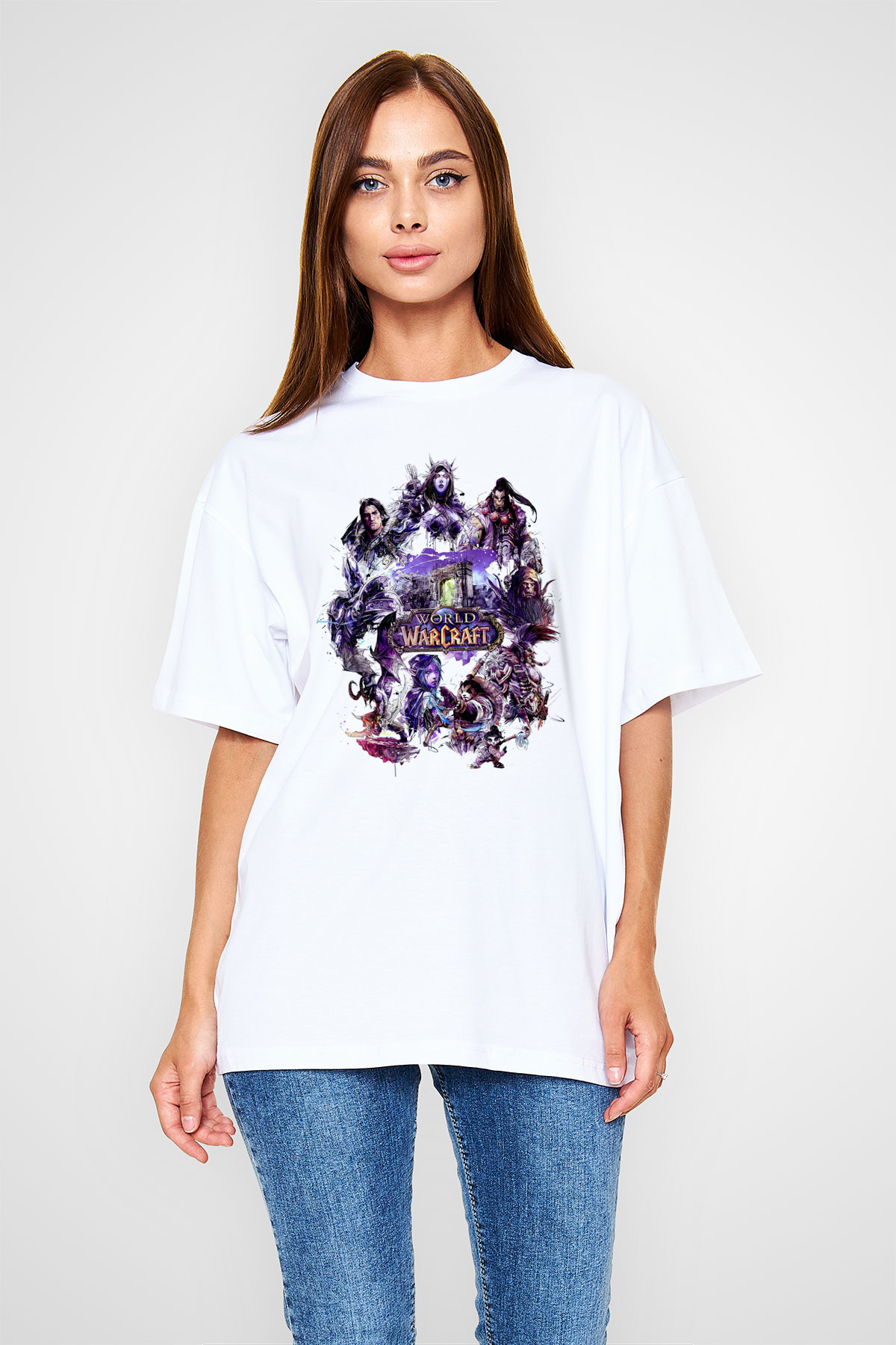 World of Warcraft Beyaz Oversize Tişört Oversize T-shirt