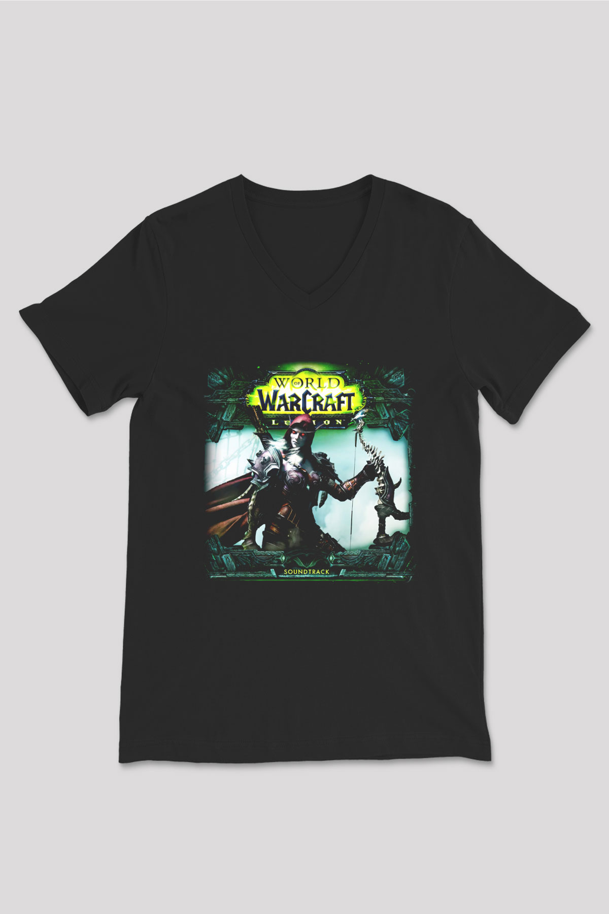World of Warcraft Siyah Unisex V Yaka Tişört T-Shirt