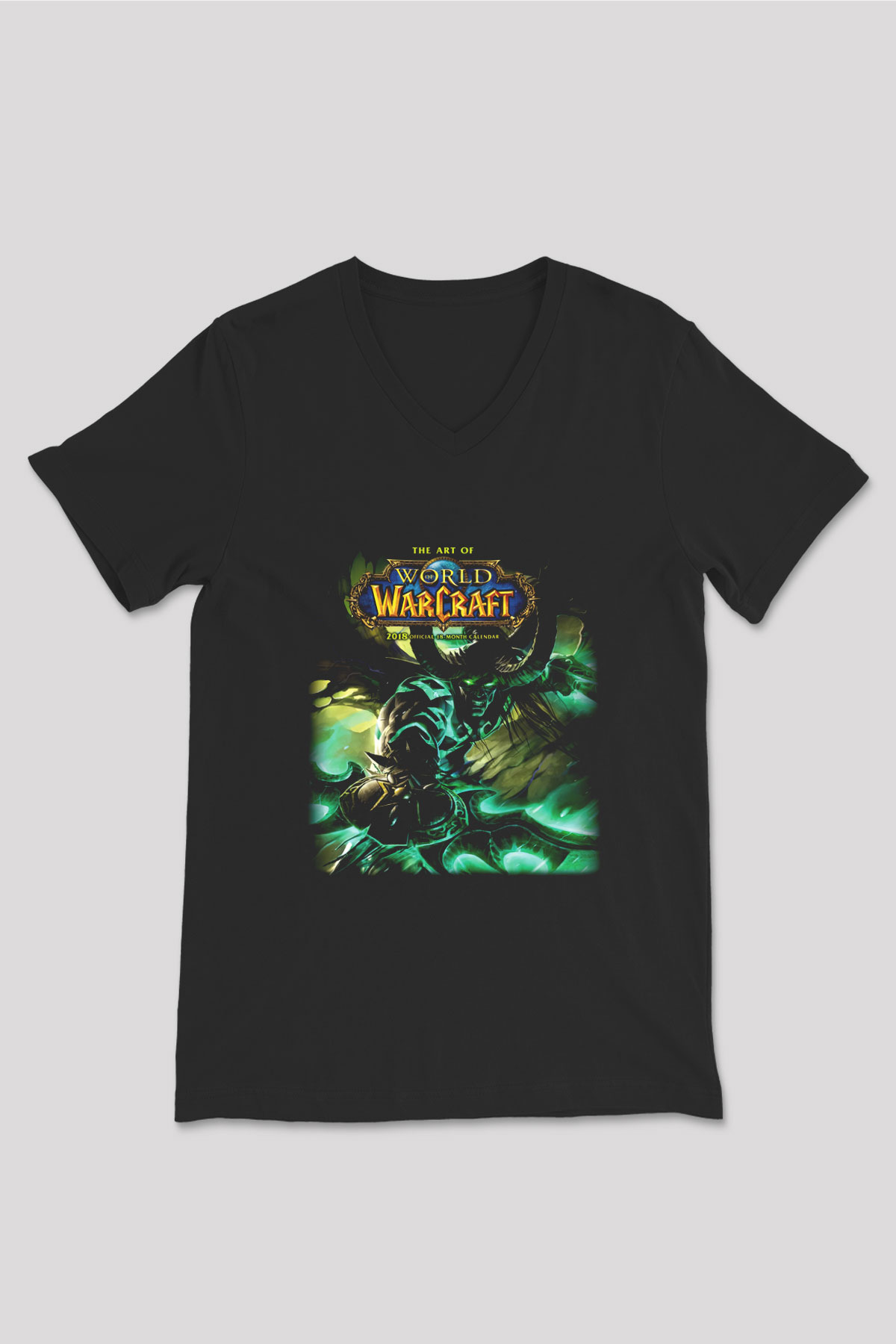 World of Warcraft Siyah Unisex V Yaka Tişört T-Shirt