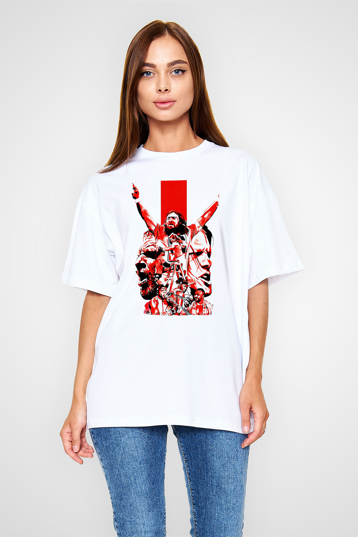 WrestleMania Beyaz Oversize Tişört