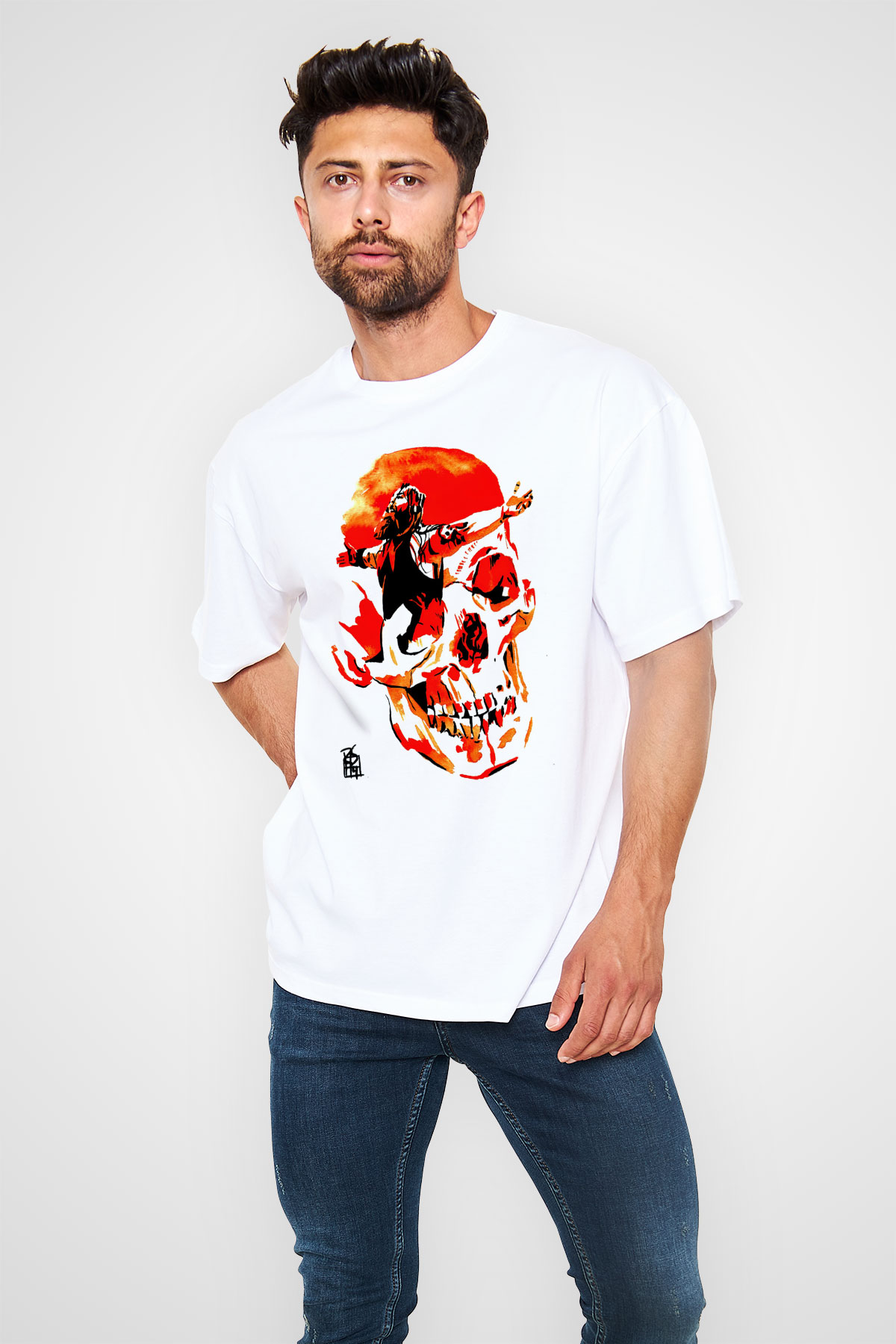WrestleMania Beyaz Oversize Tişört