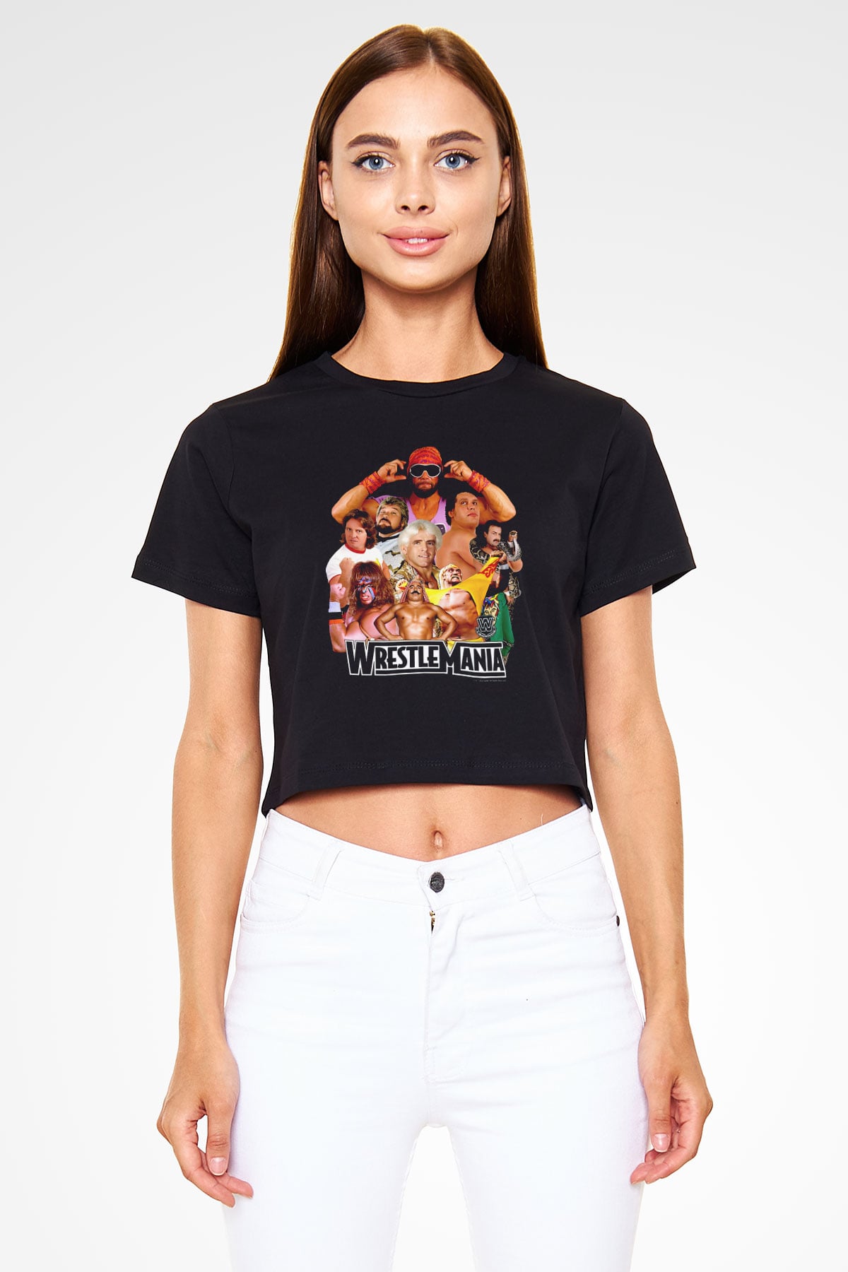 WrestleMania Siyah   Crop Top Tişört
