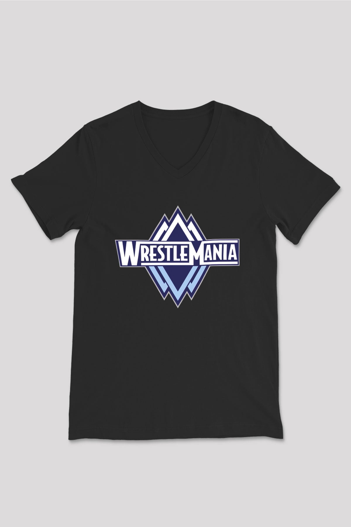 WrestleMania Siyah Unisex  V Yaka Tişört