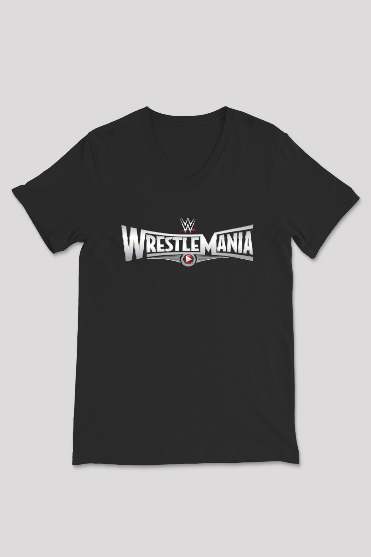 WrestleMania Siyah Unisex  V Yaka Tişört