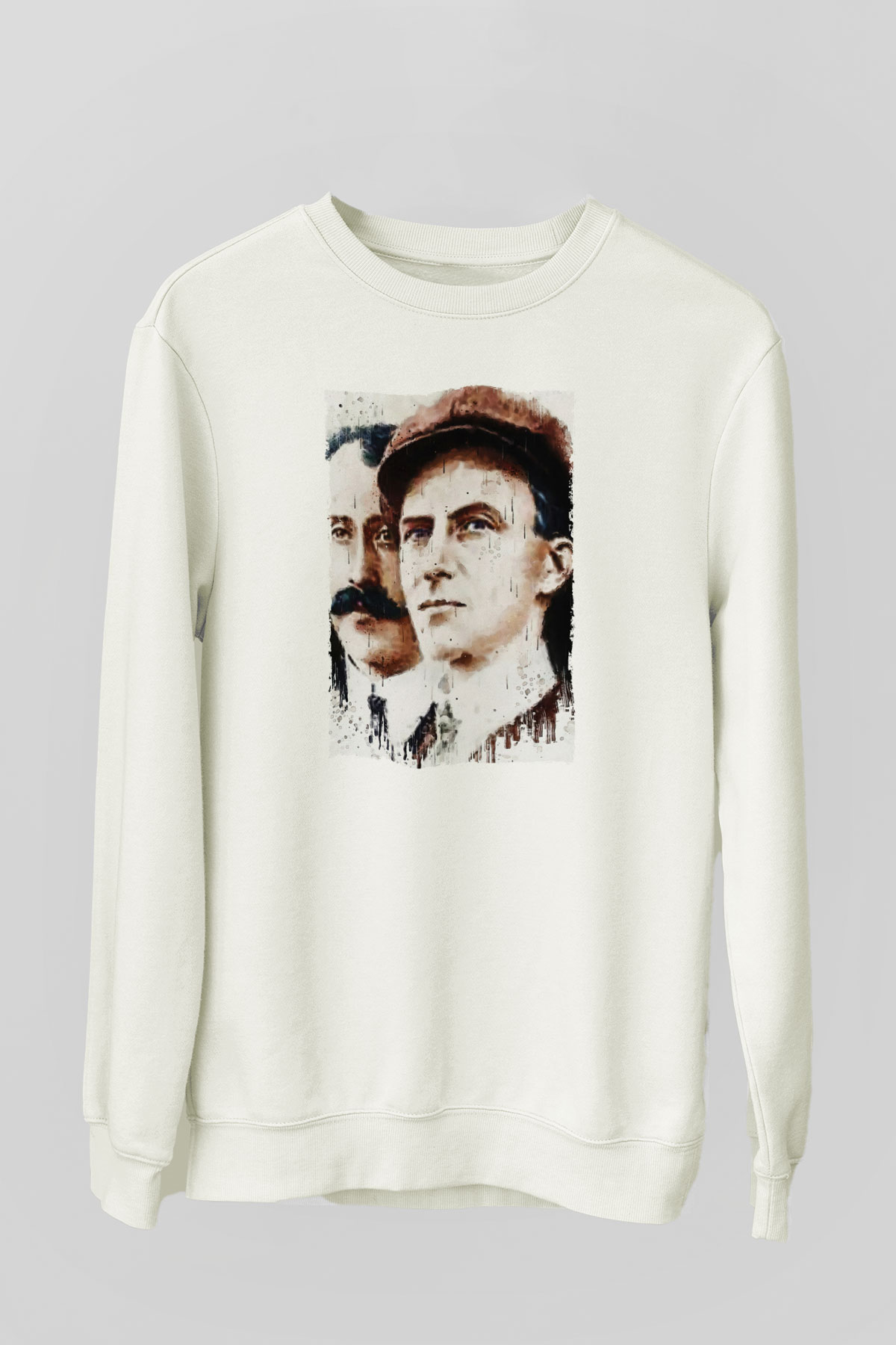 Wright Kardeşler Baskılı Unisex Ekru Sweatshirt