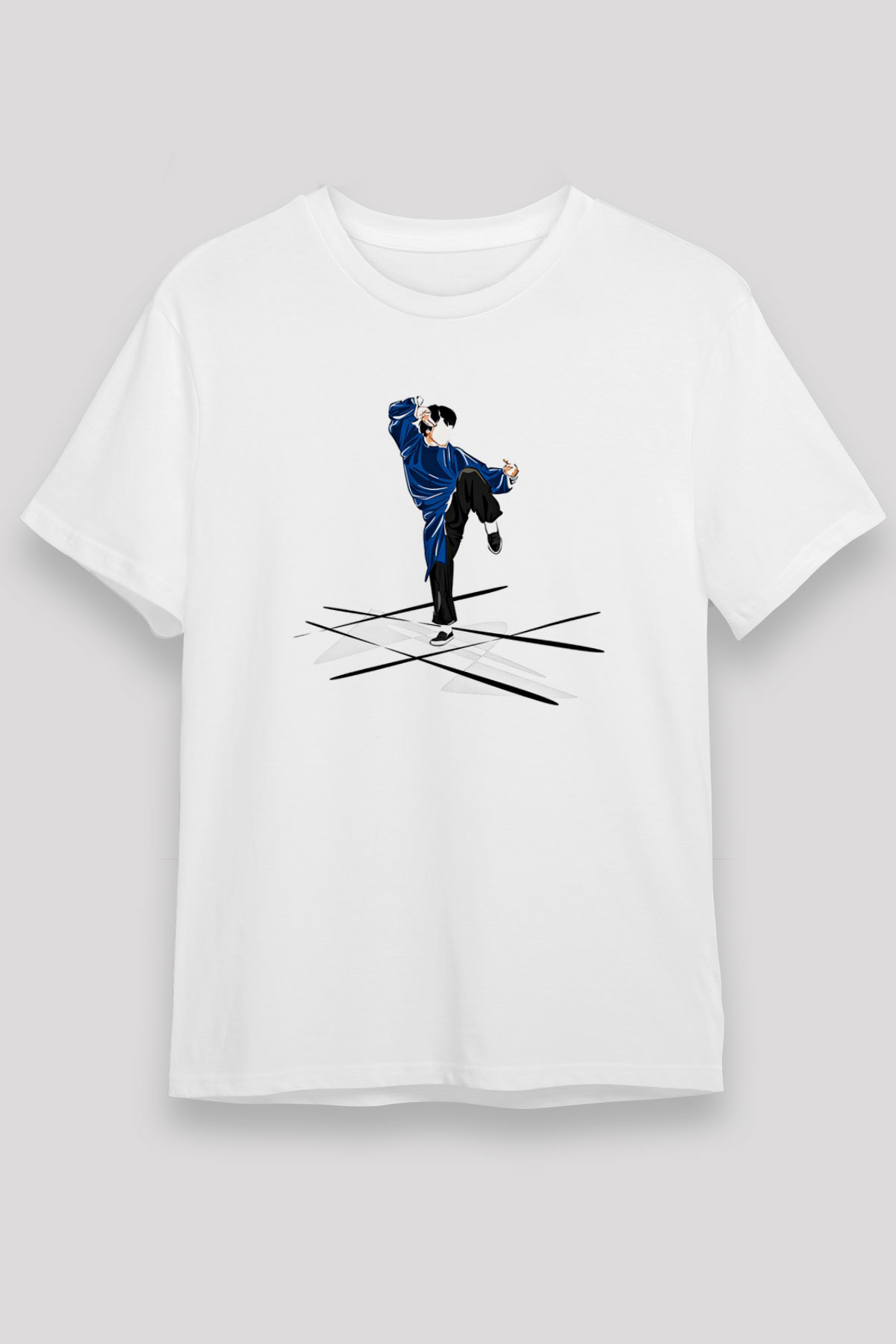 Wushu Baskılı Unisex Beyaz Tişört - Tshirt