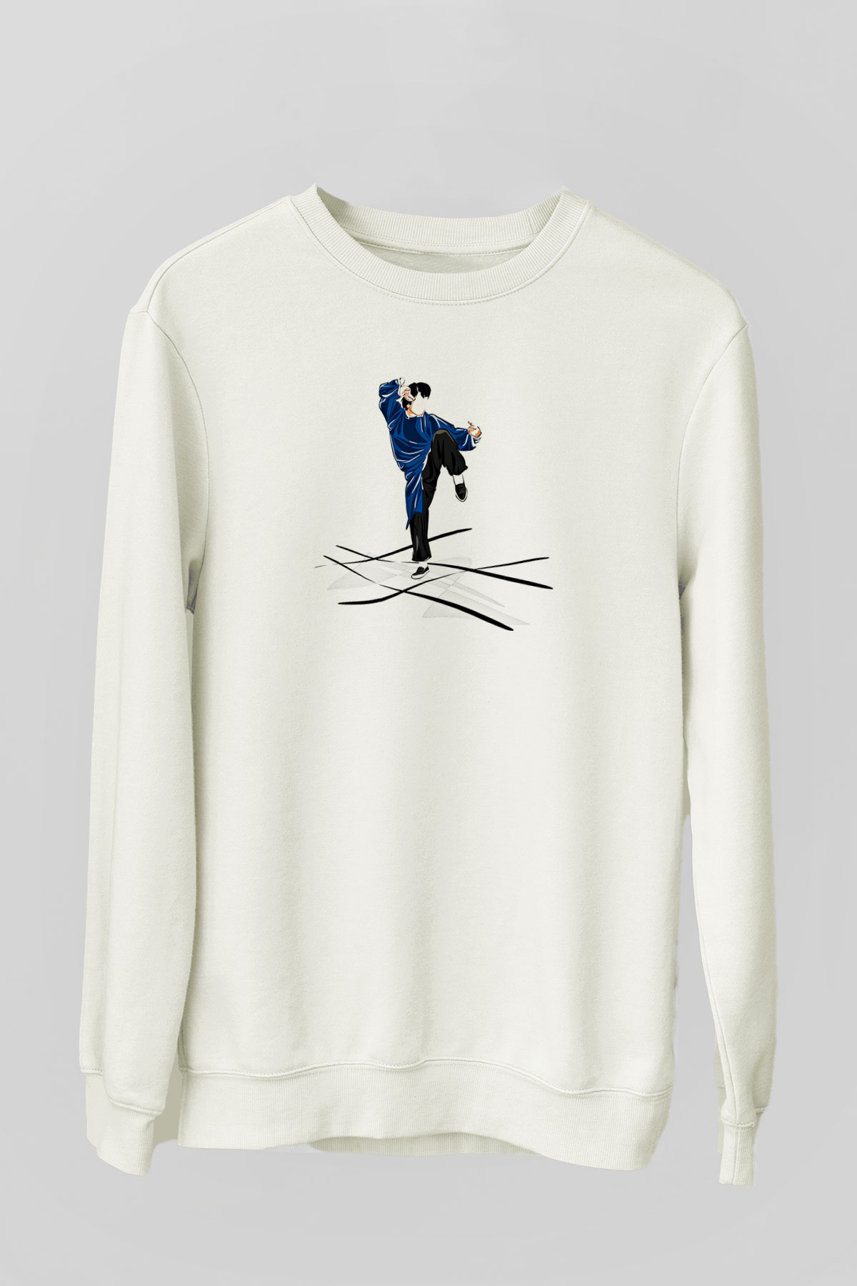 Wushu Baskılı Unisex Ekru Sweatshirt