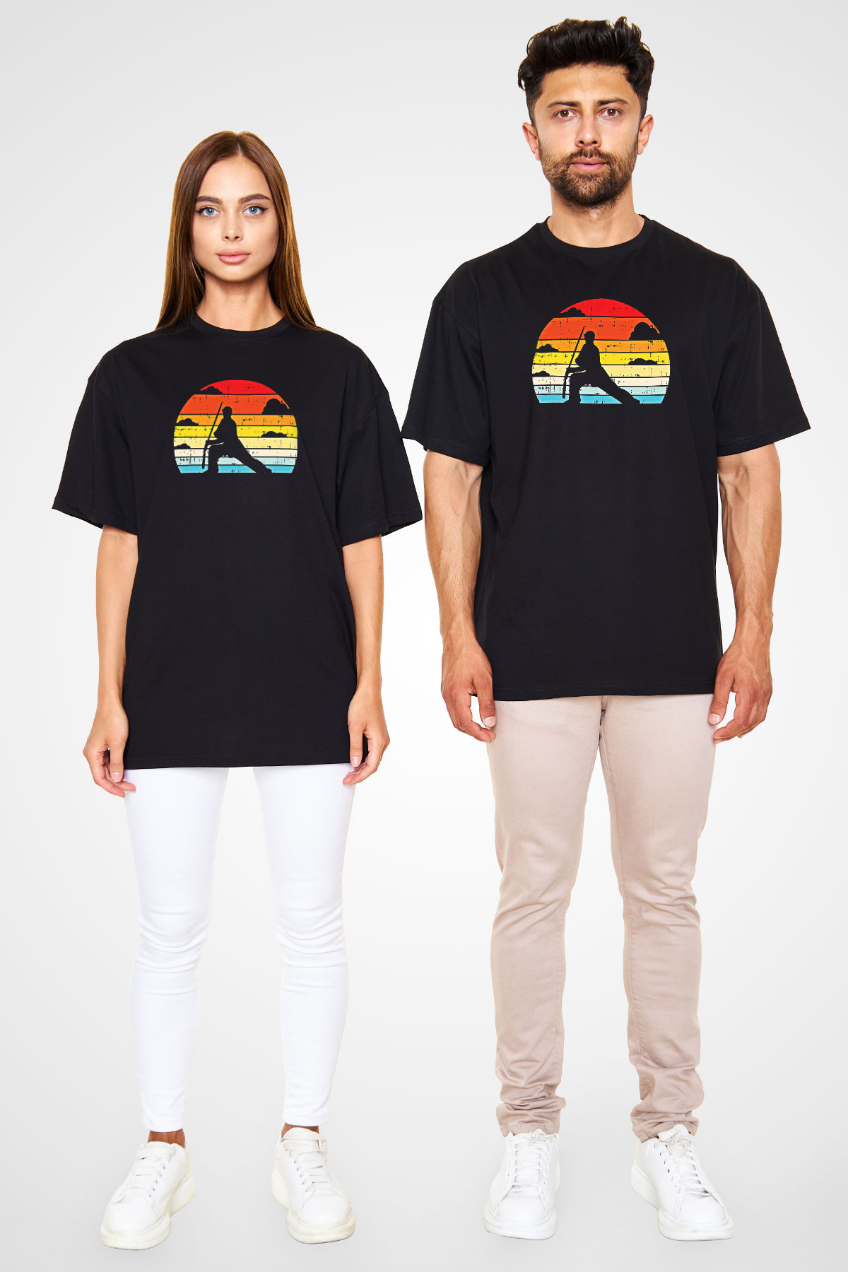 Wushu Baskılı Unisex Siyah Oversize Tişört
