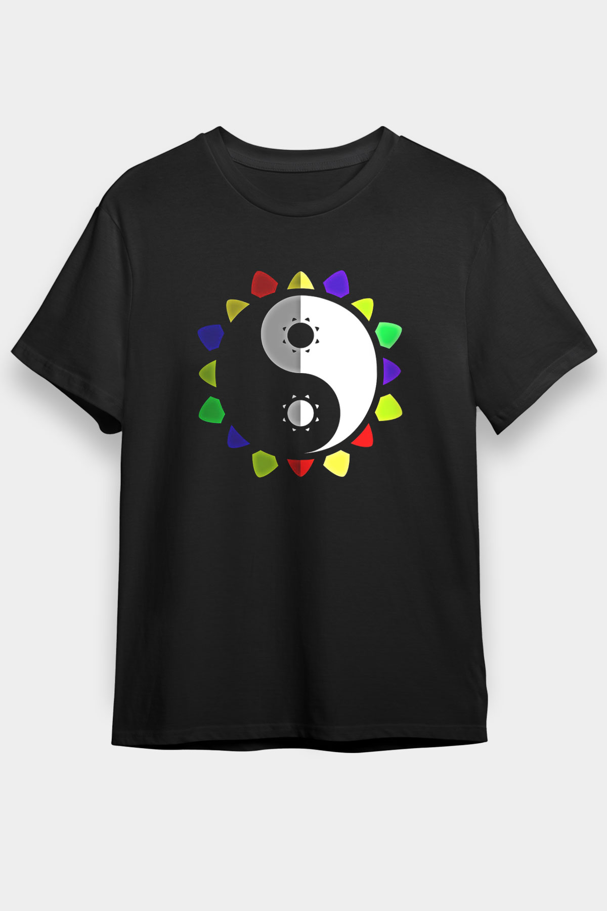 Wushu Baskılı Unisex Siyah Tişört - Tshirt