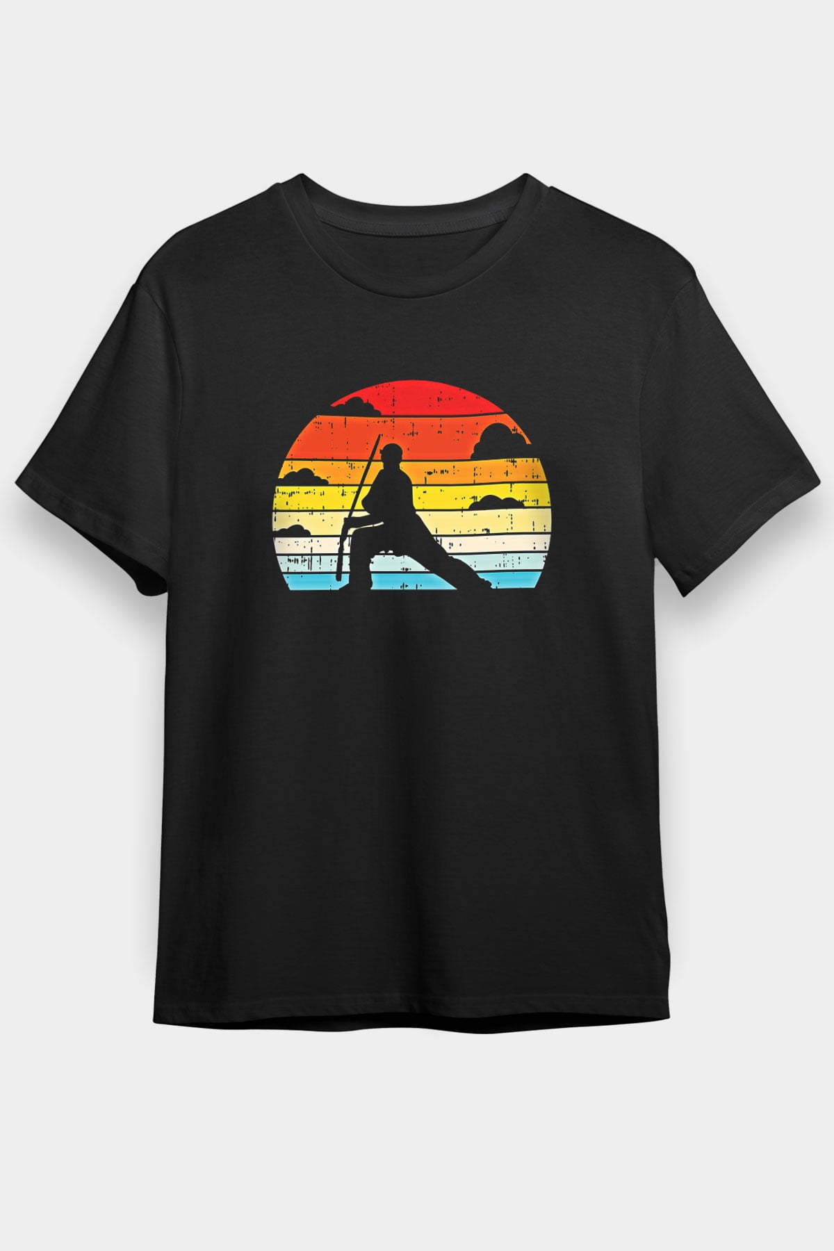 Wushu Baskılı Unisex Siyah Tişört - Tshirt