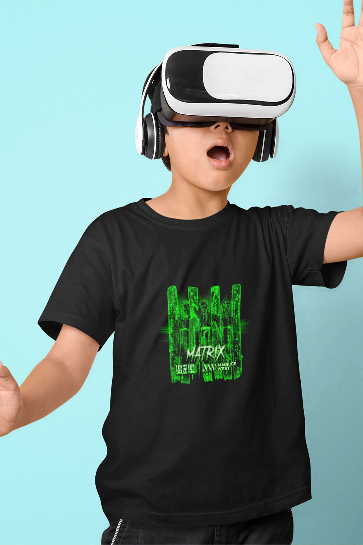 W&W Baskılı Unisex Siyah Çocuk Tişört