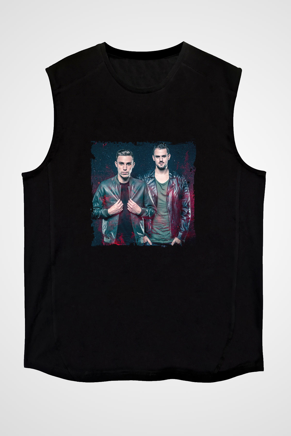 W&W Baskılı Unisex Siyah Kolsuz Tişört