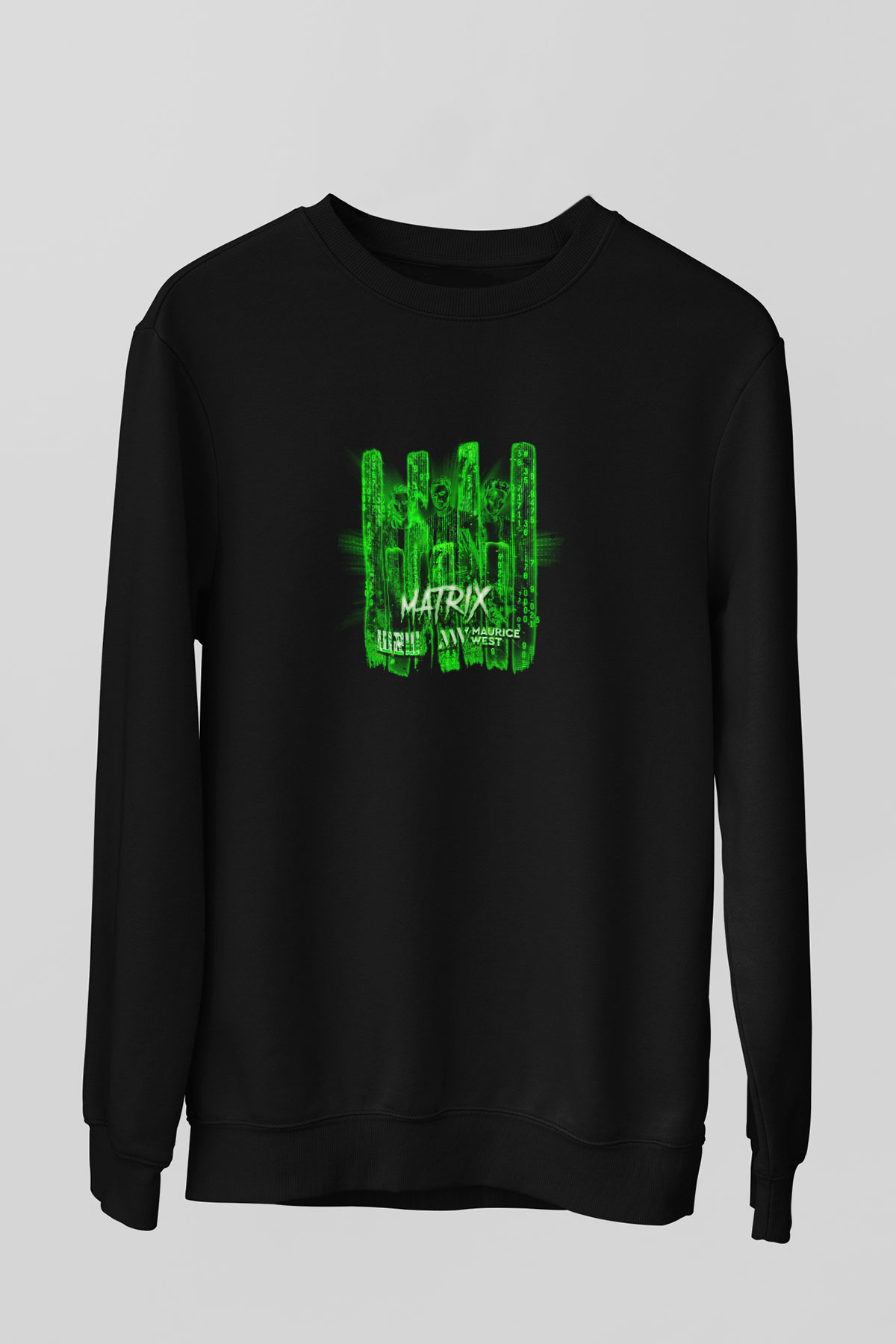 W&W Baskılı Unisex Siyah Sweatshirt
