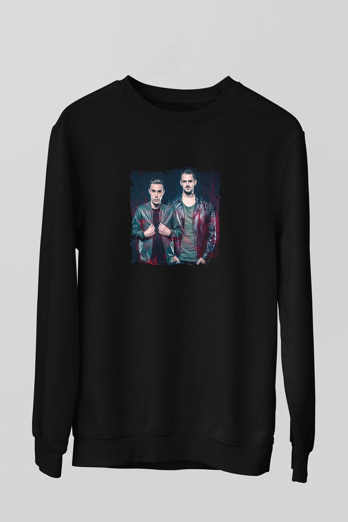 W&W Baskılı Unisex Siyah Sweatshirt