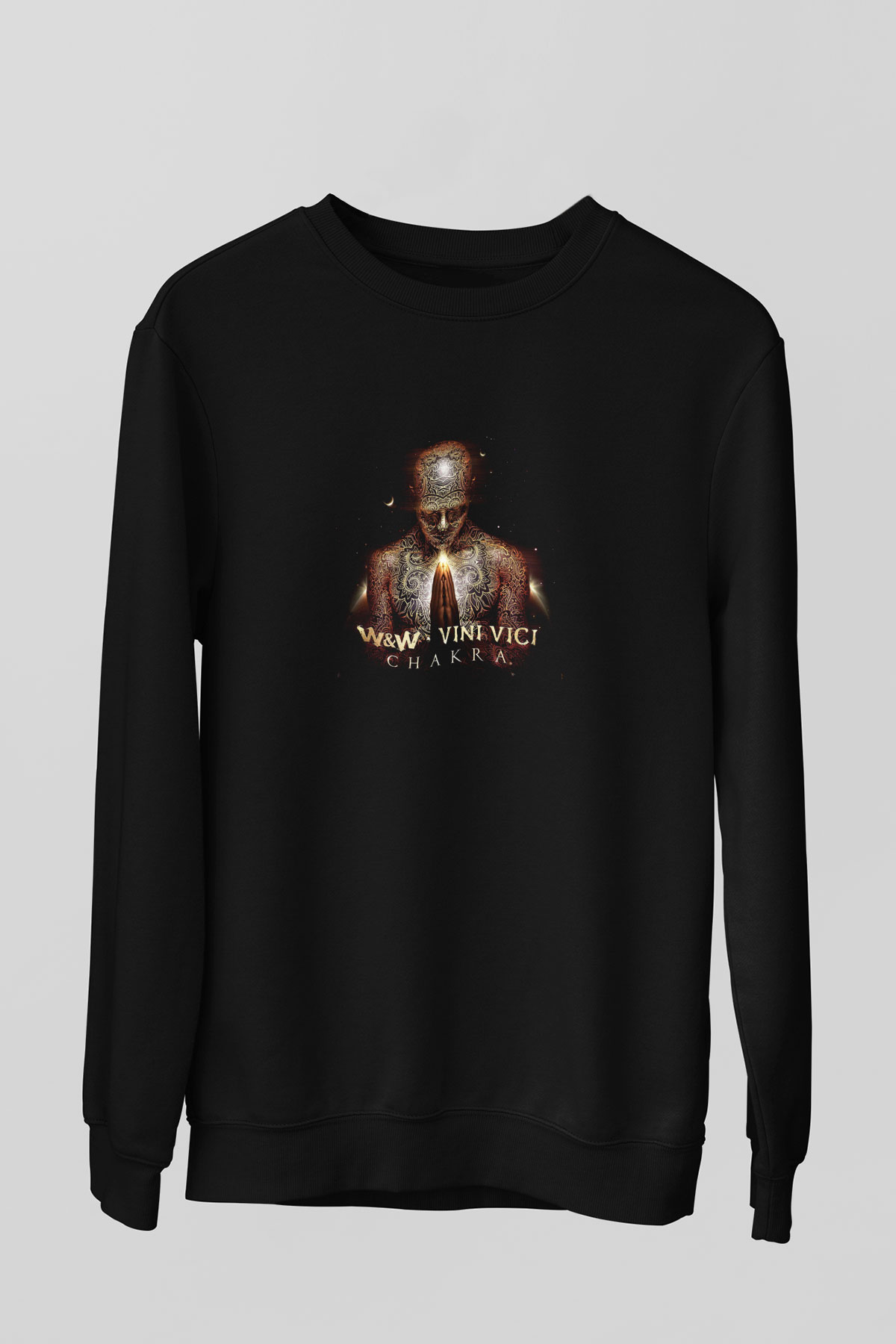 W&W Baskılı Unisex Siyah Sweatshirt