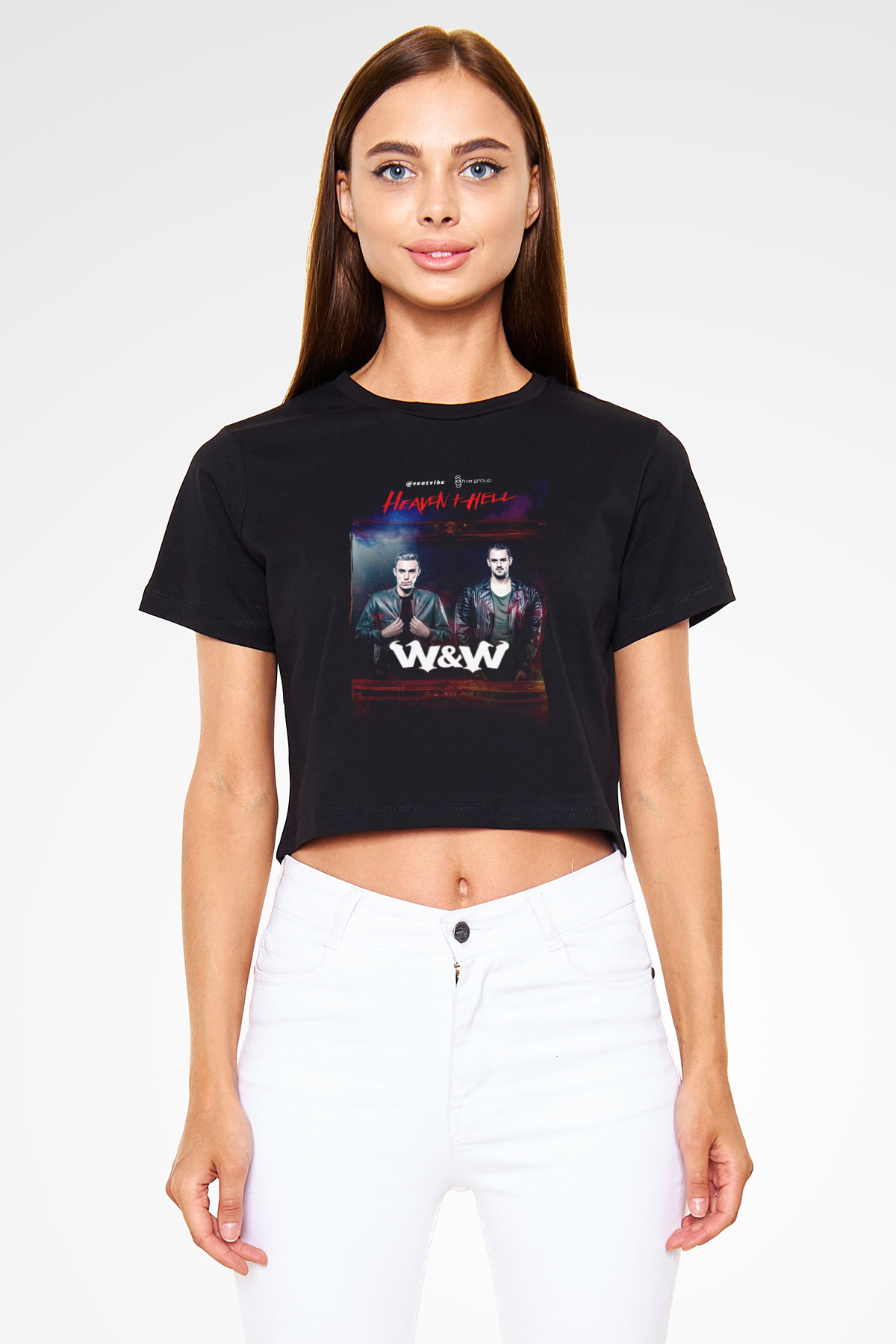 W&W Siyah  Crop Top Tişört