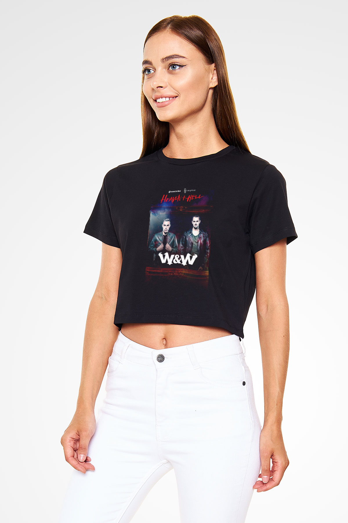 W&W Siyah  Crop Top Tişört