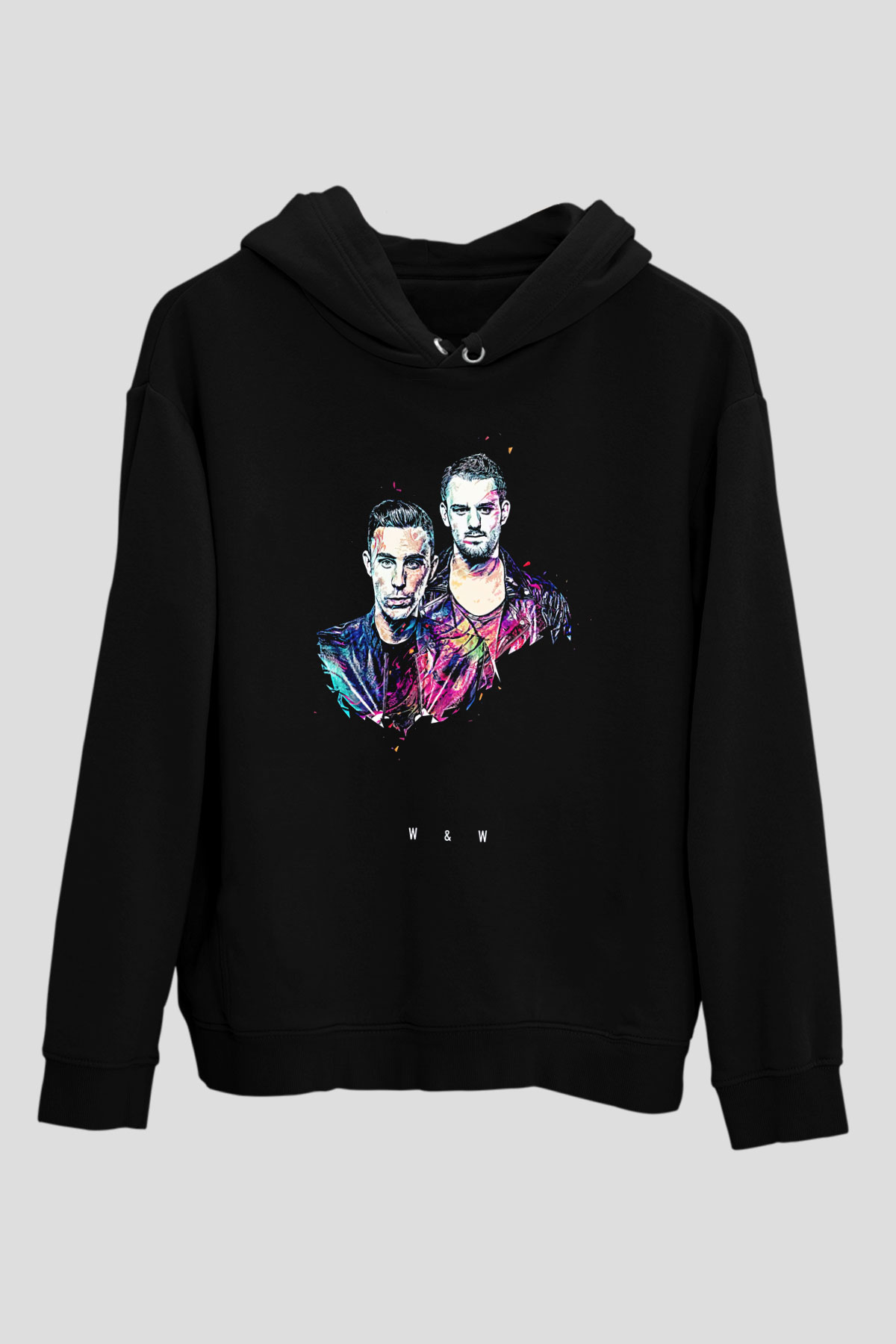 W&W Siyah Unisex Kapüşonlu Sweatshirt